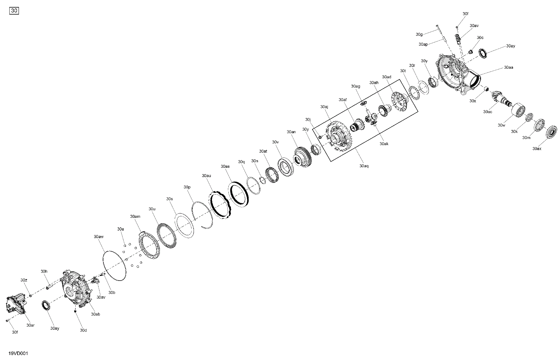 An Image of a Genuine Can-Am Parts Schematic Diagram showing the schematic - DRIVE - FRONT - DIFFERENTIAL PARTS