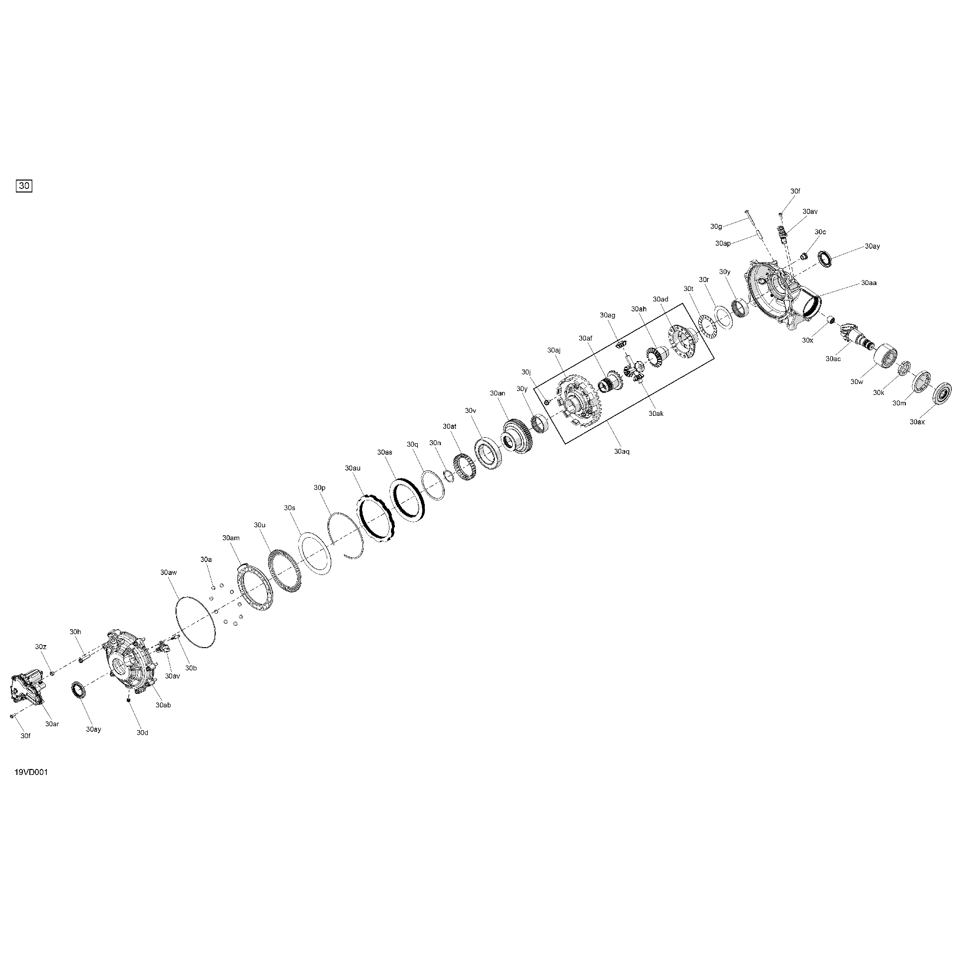 An Image of a Genuine Can-Am Parts Schematic Diagram showing the schematic - DRIVE - FRONT - DIFFERENTIAL PARTS