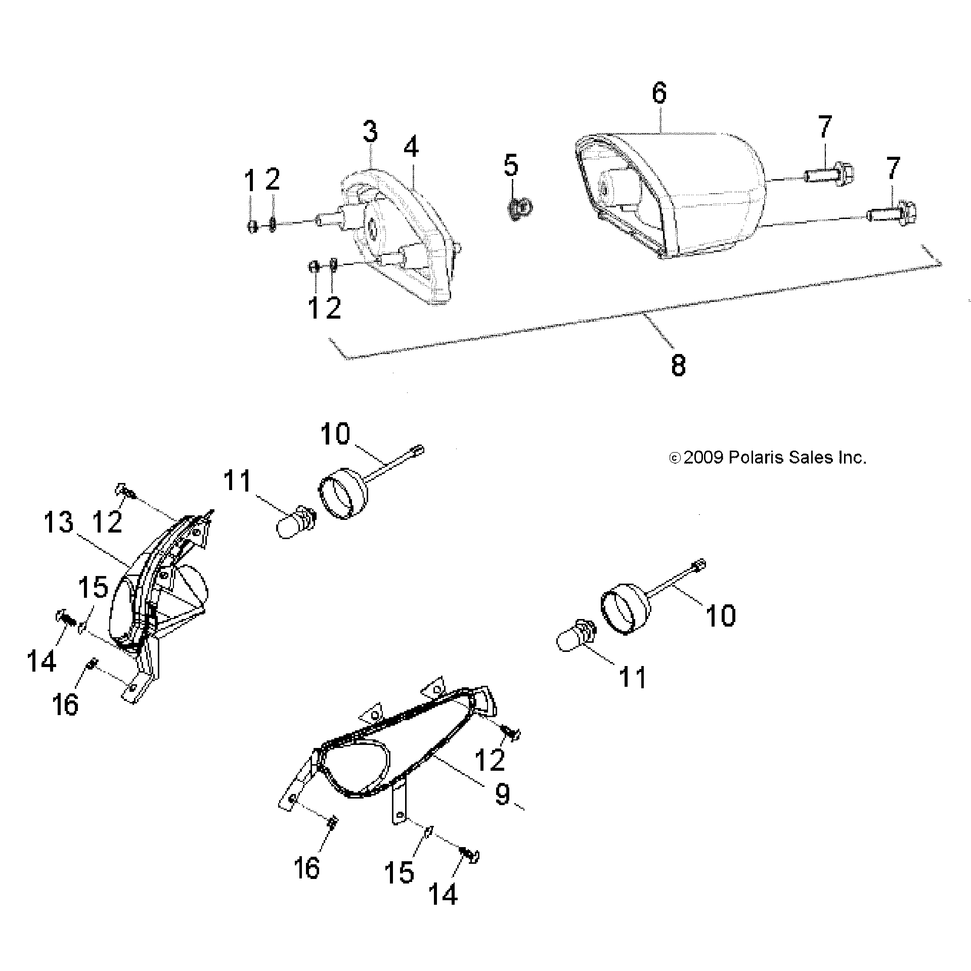 An Image of a Genuine Polaris Parts Schematic Diagram showing the schematic - ELECTRICAL: HEADLIGHTand TAILLIGHT - 2018 POLARIS OUTLAW 50