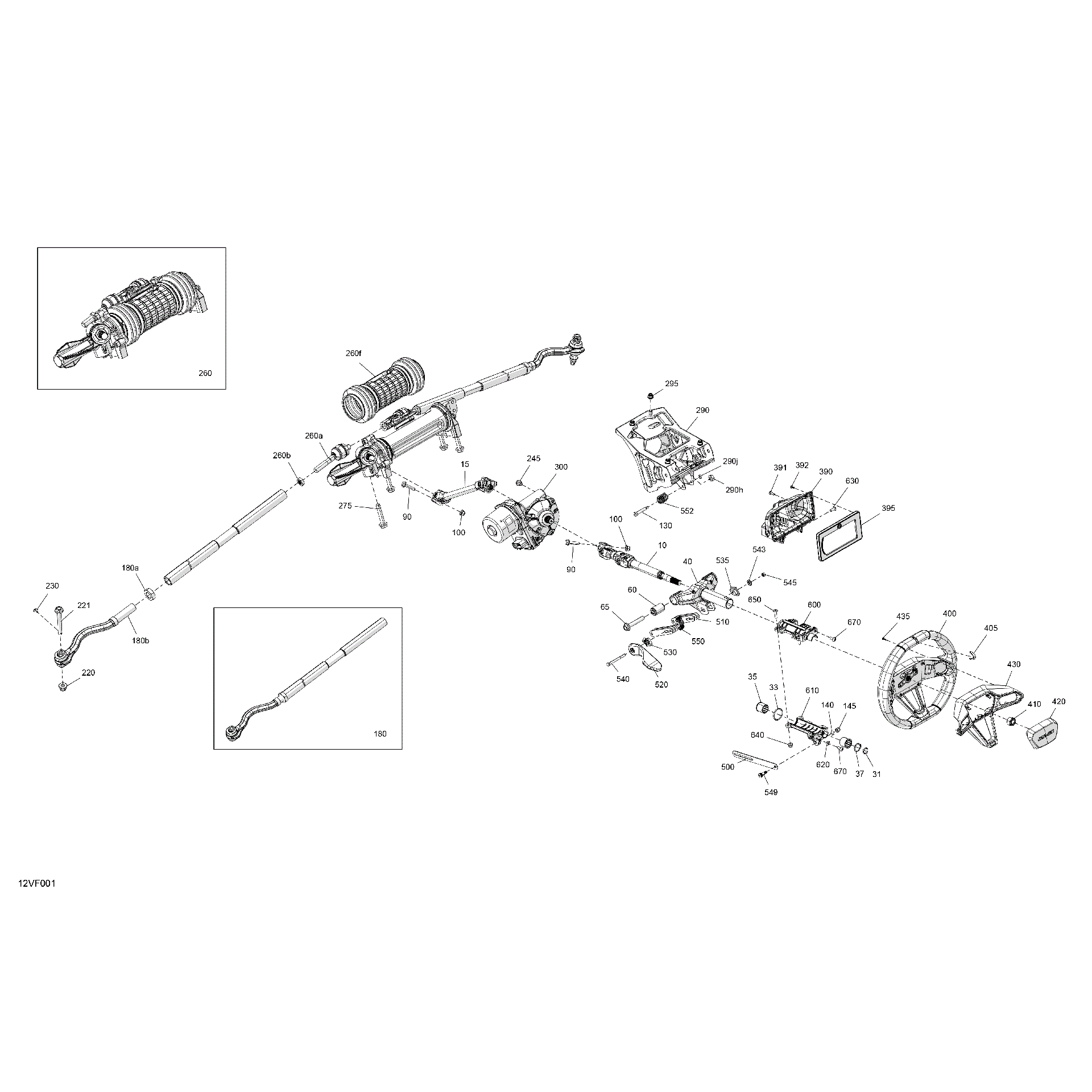 An Image of a Genuine Can-Am Parts Schematic Diagram showing the schematic - MECHANIC - STEERING