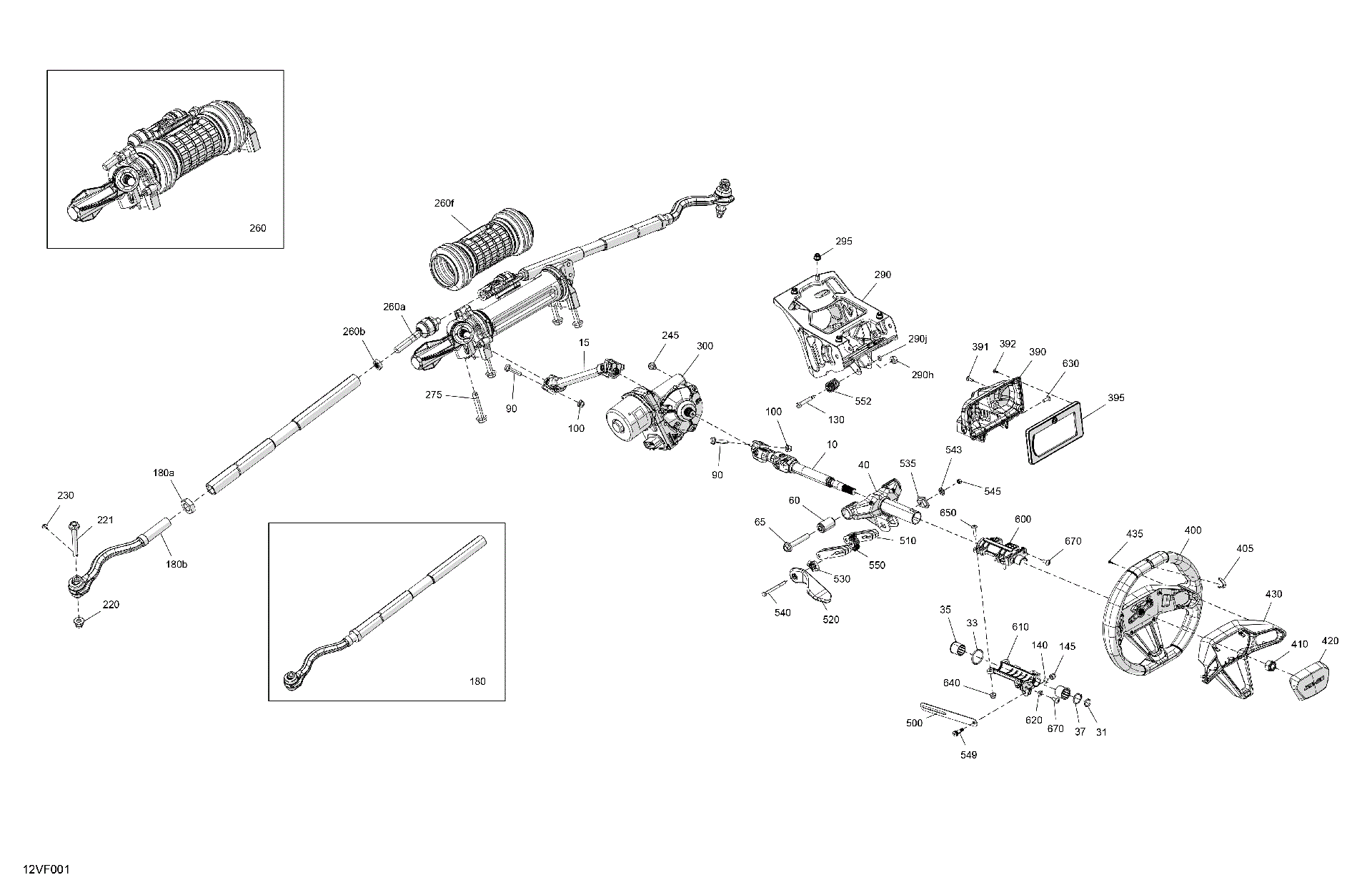 An Image of a Genuine Can-Am Parts Schematic Diagram showing the schematic - MECHANIC - STEERING
