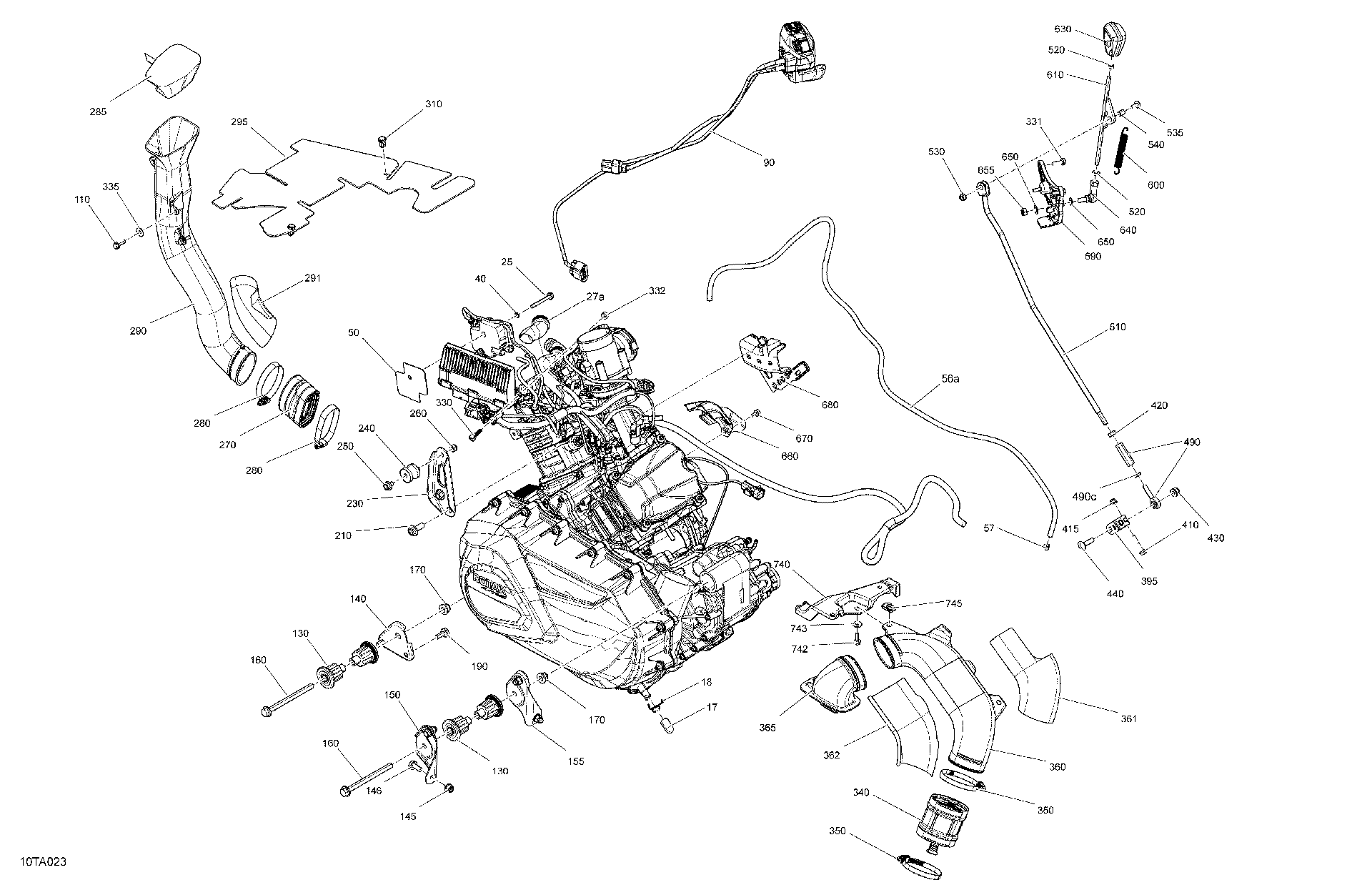 An Image of a Genuine Can-Am Parts Schematic Diagram showing the schematic - ENGINE - SYSTEM