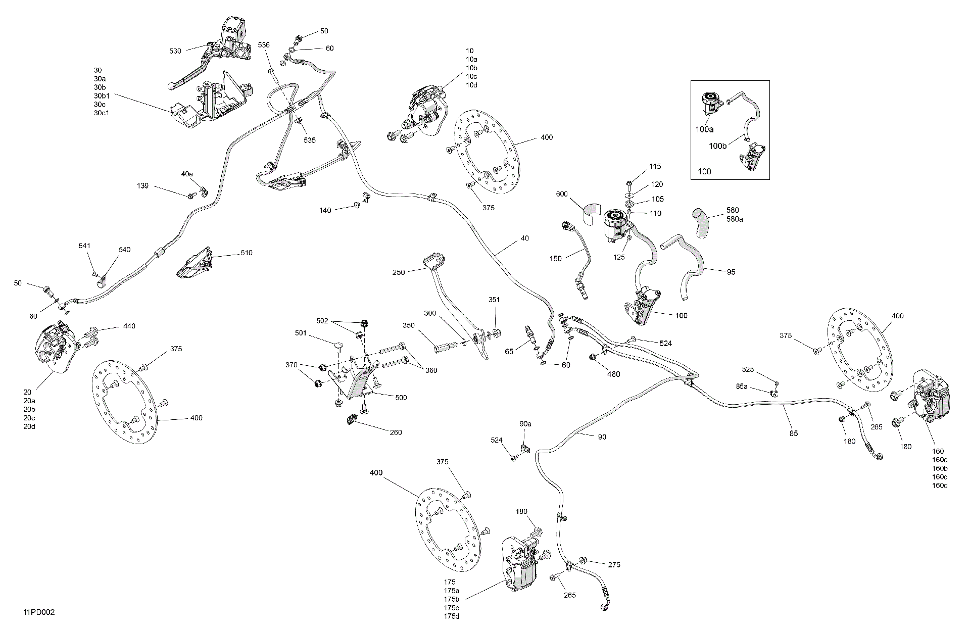 An Image of a Genuine Can-Am Parts Schematic Diagram showing the schematic - MECHANIC - BRAKE SYSTEM