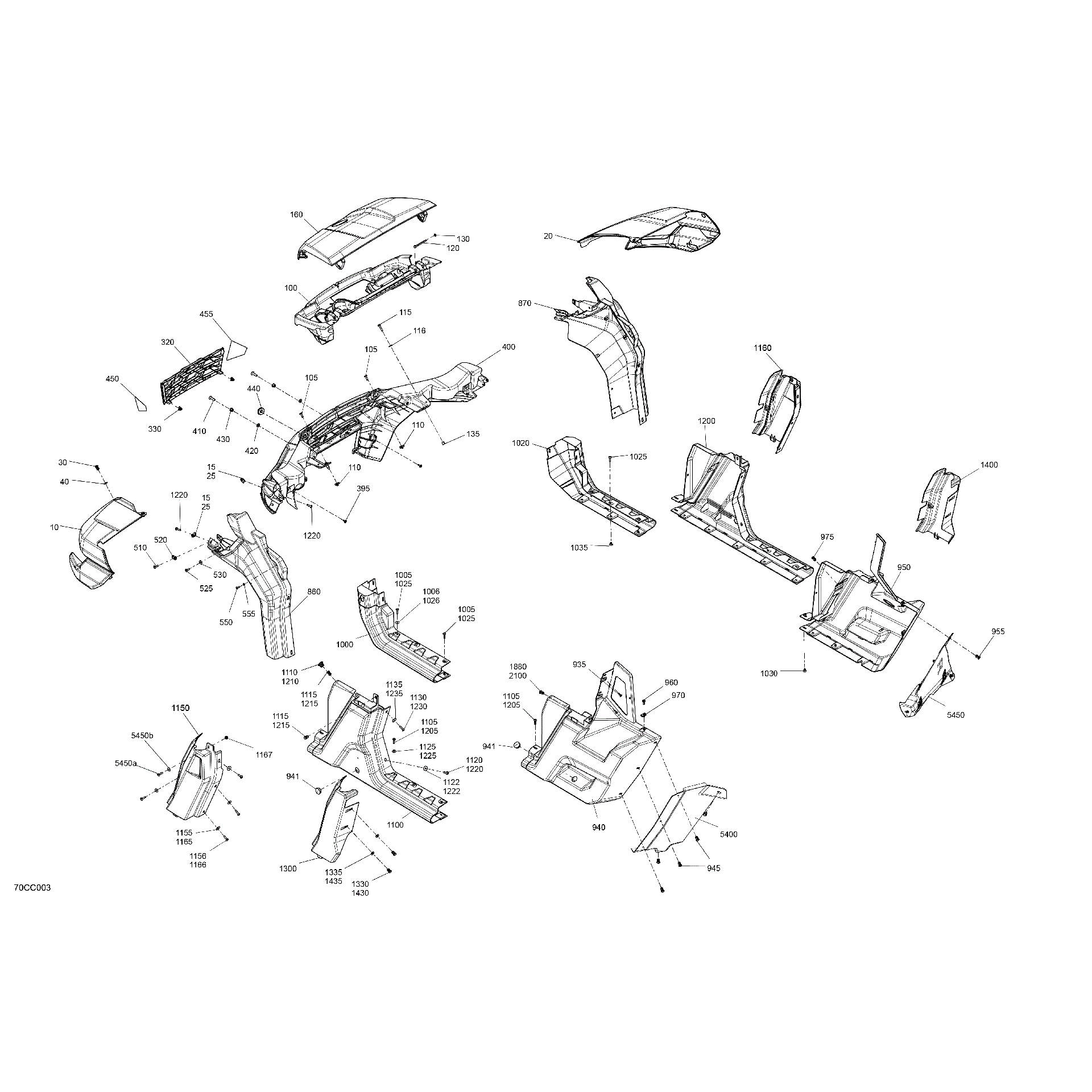 An Image of a Genuine Can-Am Parts Schematic Diagram showing the schematic - BODY - SYSTEM