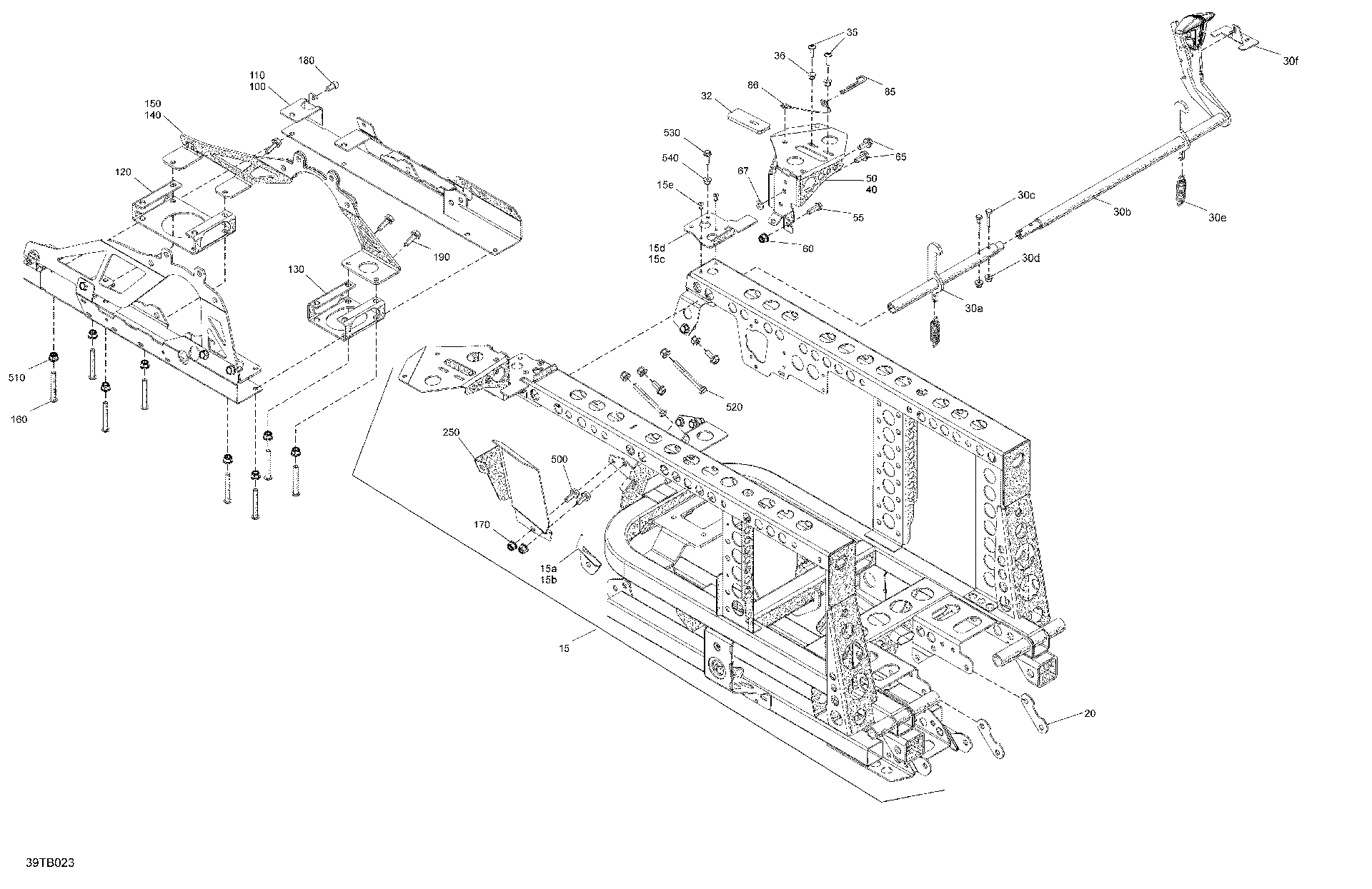 An Image of a Genuine Can-Am Parts Schematic Diagram showing the schematic - FRAME - REAR SECTION