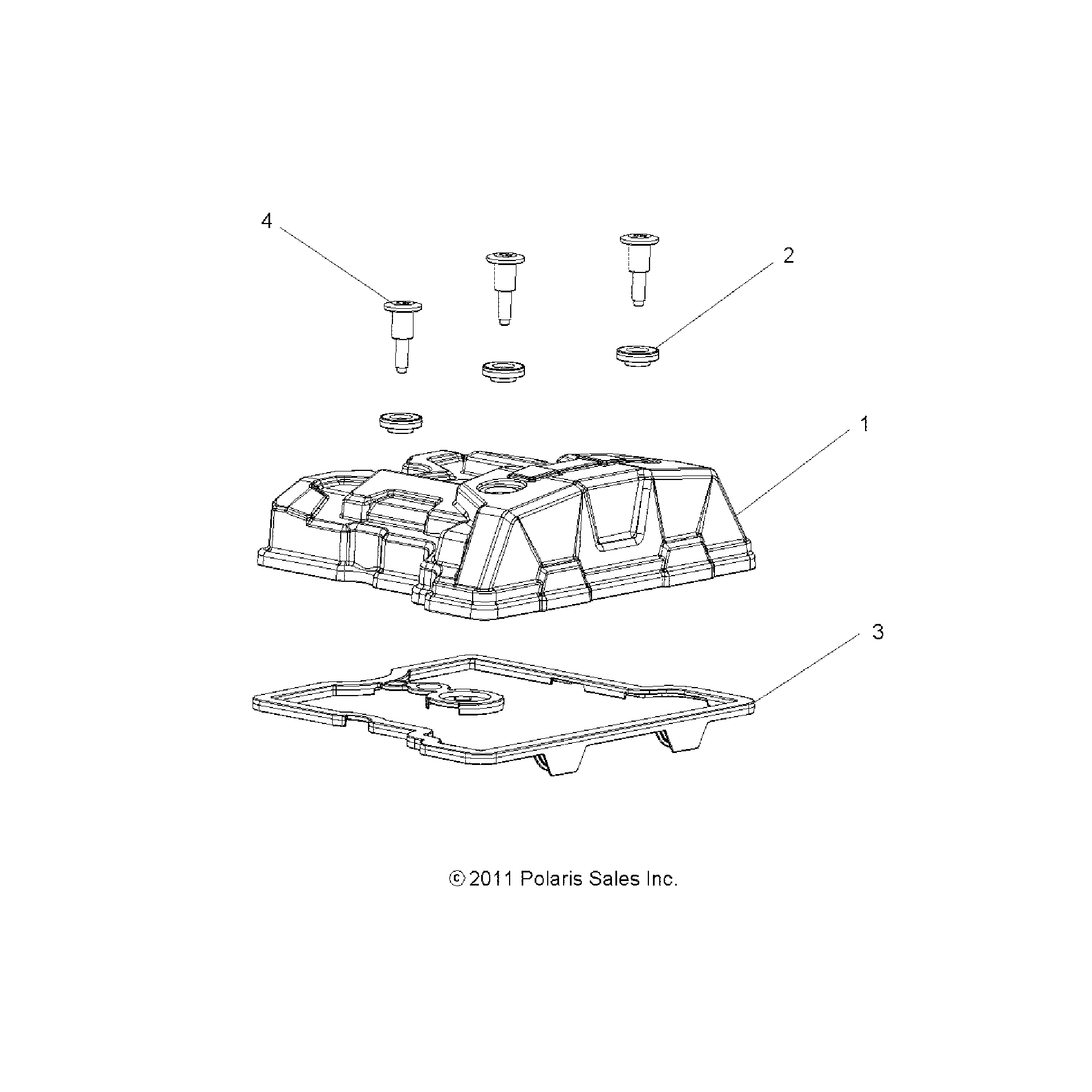 An Image of a Genuine Polaris Parts Schematic Diagram showing the schematic - ENGINE: VALVE COVER - 2015 POLARIS SPORTSMAN TOURING 570 EFI/EPS