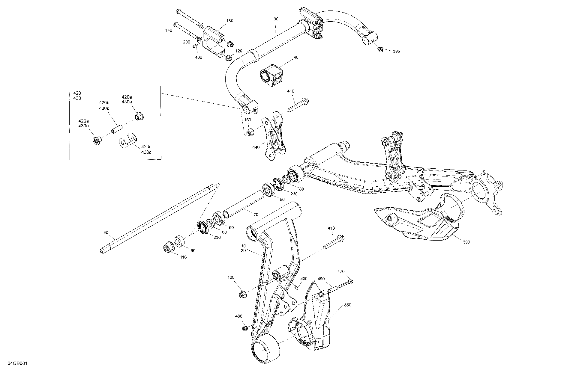 An Image of a Genuine Can-Am Parts Schematic Diagram showing the schematic - SUSPENSION - REAR COMPONENTS