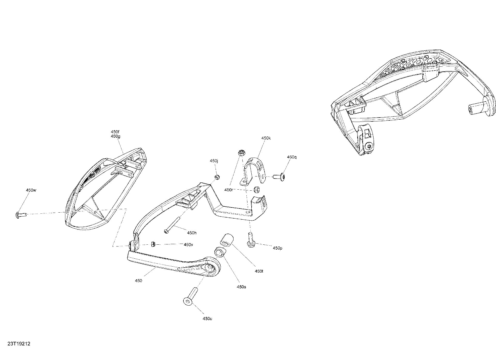 An Image of a Genuine Can-Am Parts Schematic Diagram showing the schematic - STEERING HAND GUARD - X MR - XTP - X XC