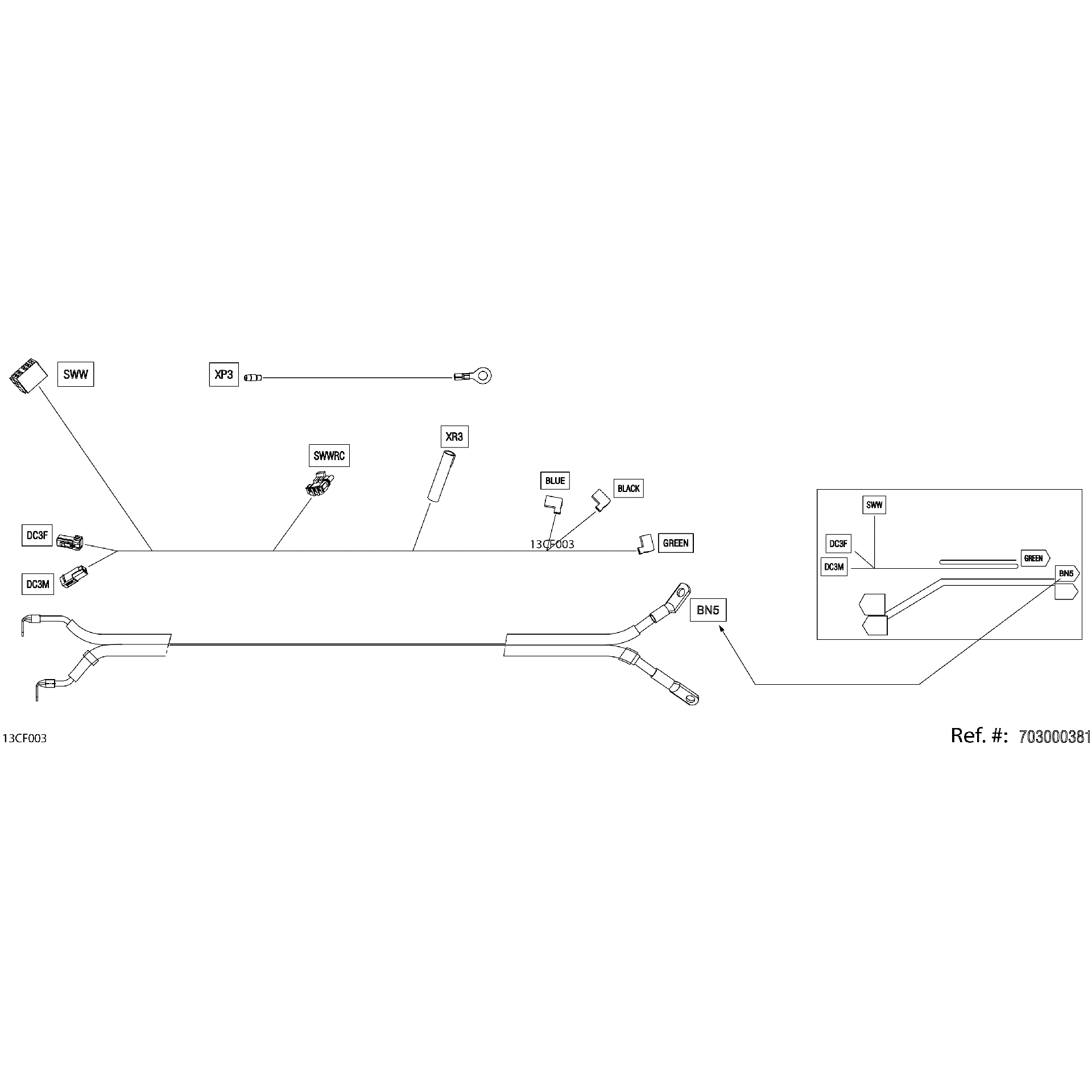 An Image of a Genuine Can-Am Parts Schematic Diagram showing the schematic - ELECTRIC - WINCH WIRING HARNESS - 710008183