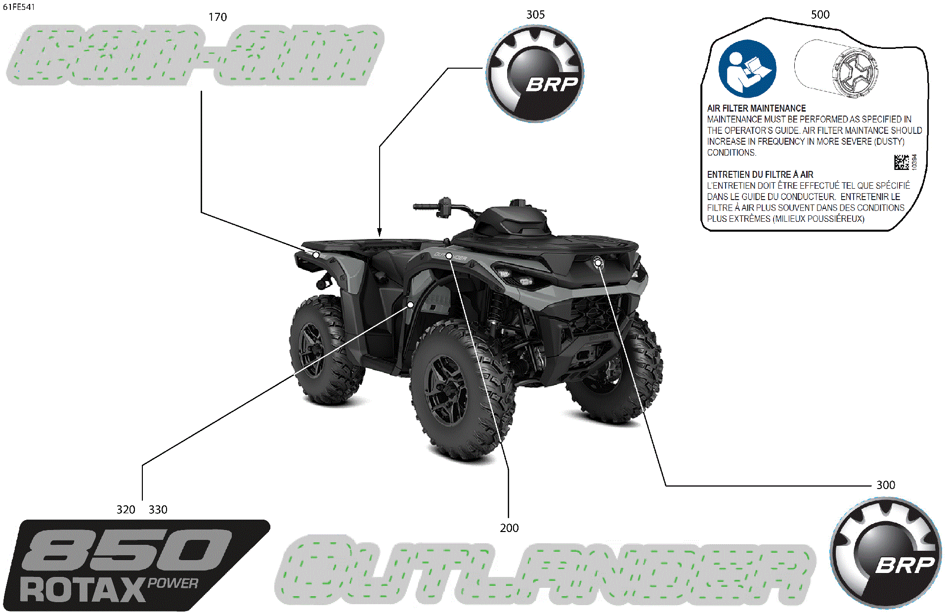 An Image of a Genuine Can-Am Parts Schematic Diagram showing the schematic - BODY - FEATURE DECALS