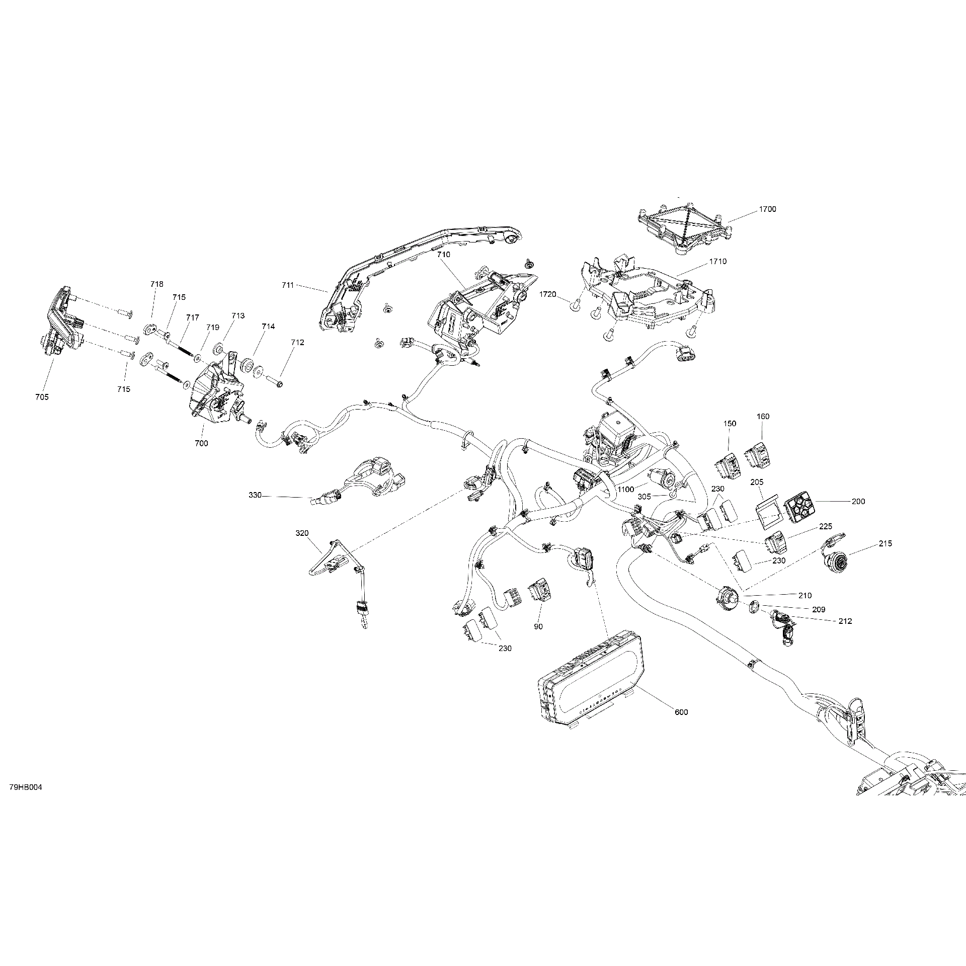An Image of a Genuine Can-Am Parts Schematic Diagram showing the schematic - ELECTRIC - FRONT SECTION