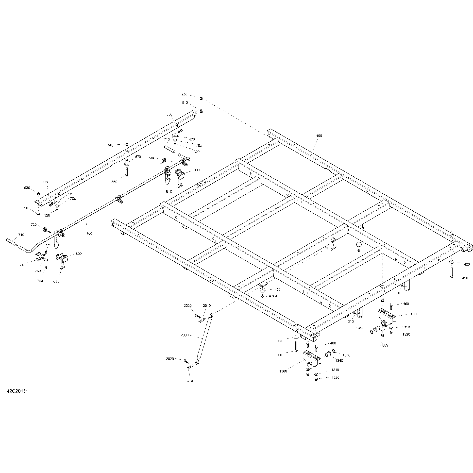 An Image of a Genuine Can-Am Parts Schematic Diagram showing the schematic - REAR CARGO BOX - FRAME