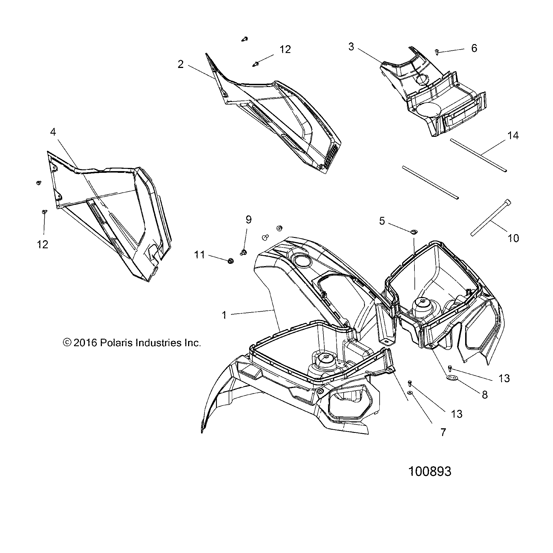 An Image of a Genuine Polaris Parts Schematic Diagram showing the schematic - BODY: FRONT CAB and SIDE PANELS - 2018 POLARIS SPORTSMAN 570 SP