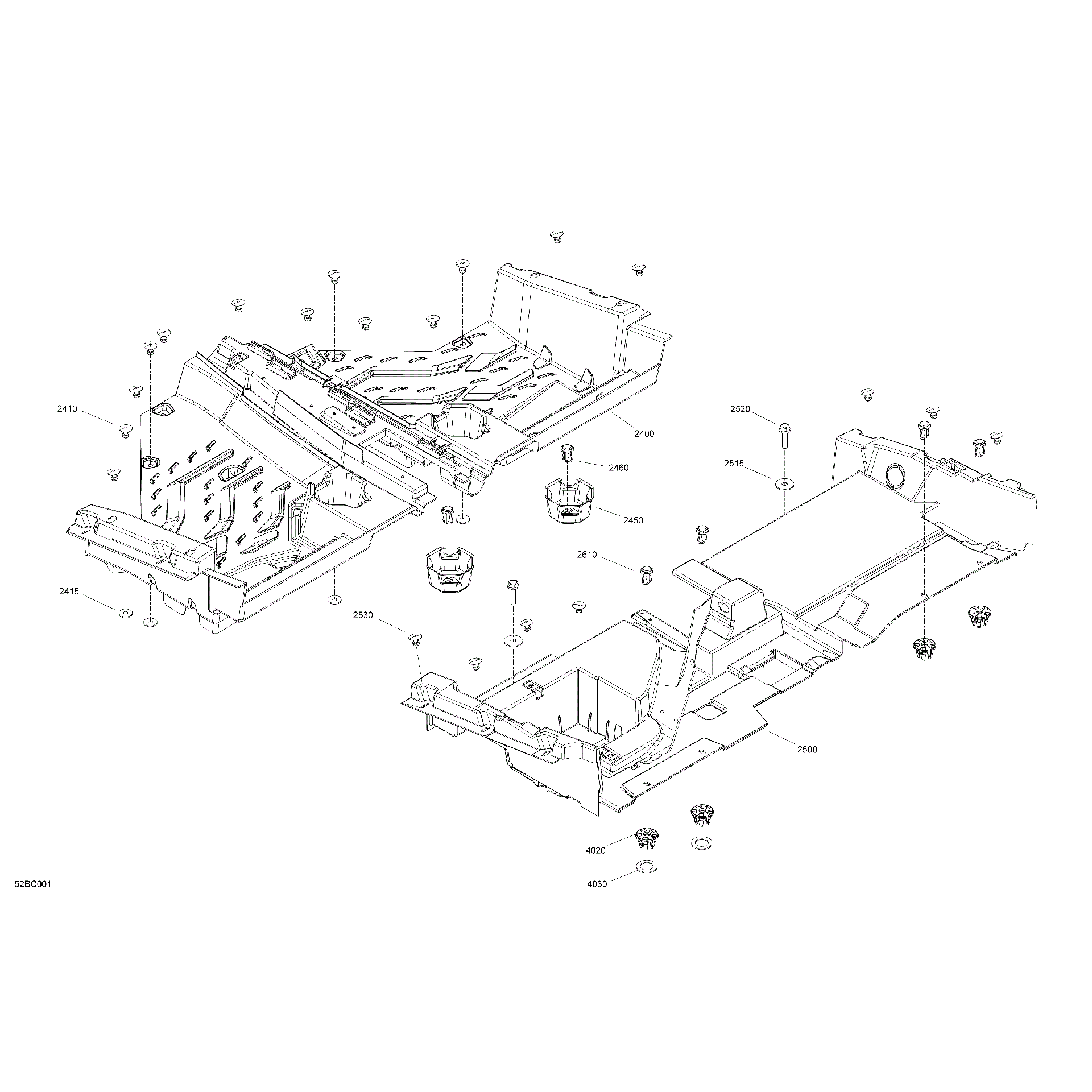 An Image of a Genuine Can-Am Parts Schematic Diagram showing the schematic - CAB INTERIOR - FLOOR