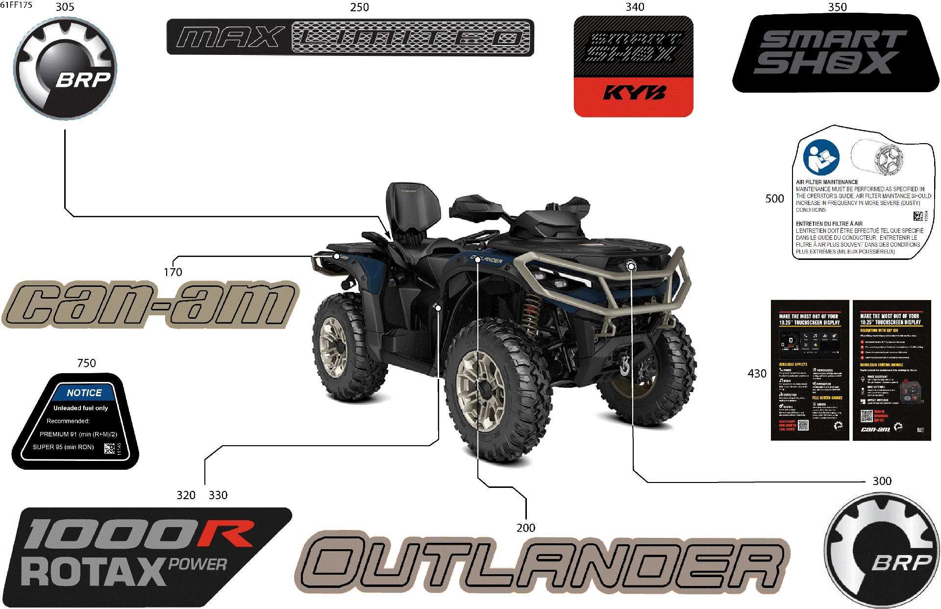 An Image of a Genuine Can-Am Parts Schematic Diagram showing the schematic - BODY - FEATURE DECALS