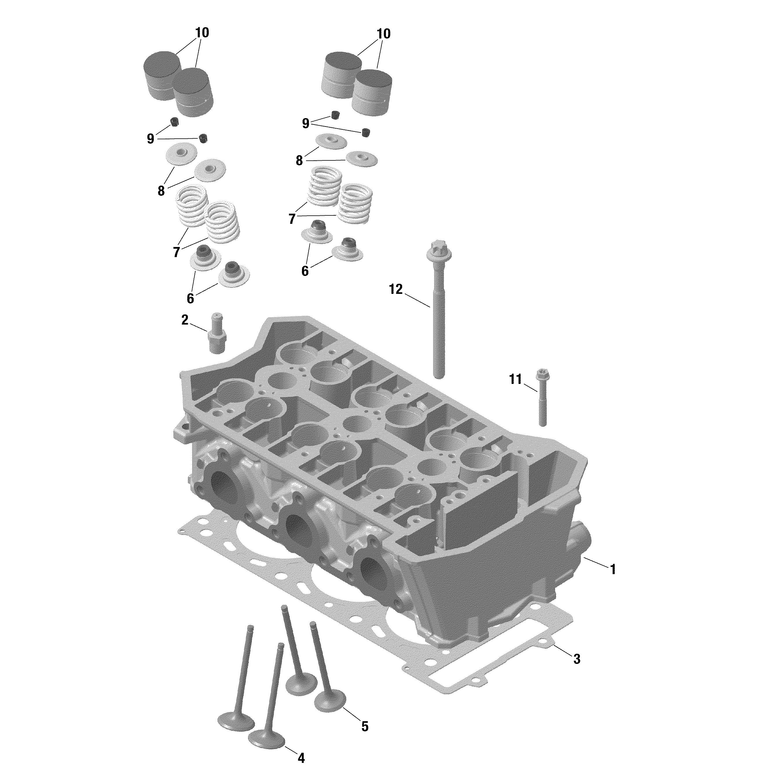 An Image of a Genuine Can-Am Parts Schematic Diagram showing the schematic - ROTAX - CYLINDER HEAD