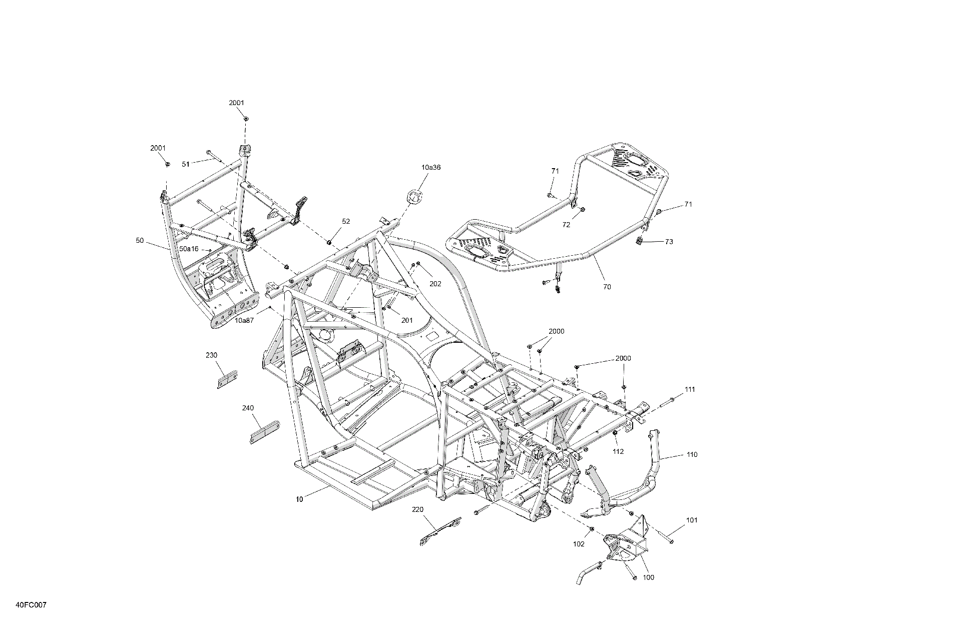 An Image of a Genuine Can-Am Parts Schematic Diagram showing the schematic - FRAME - SYSTEM