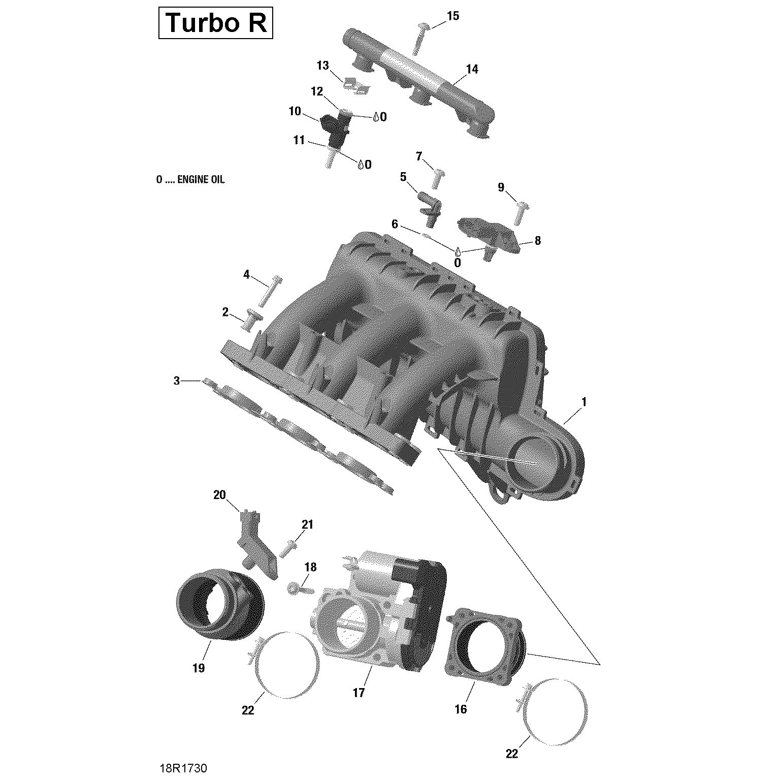 An Image of a Genuine Can-Am Parts Schematic Diagram showing the schematic - AIR INTAKE MANIFOLD AND THROTTLE BODY