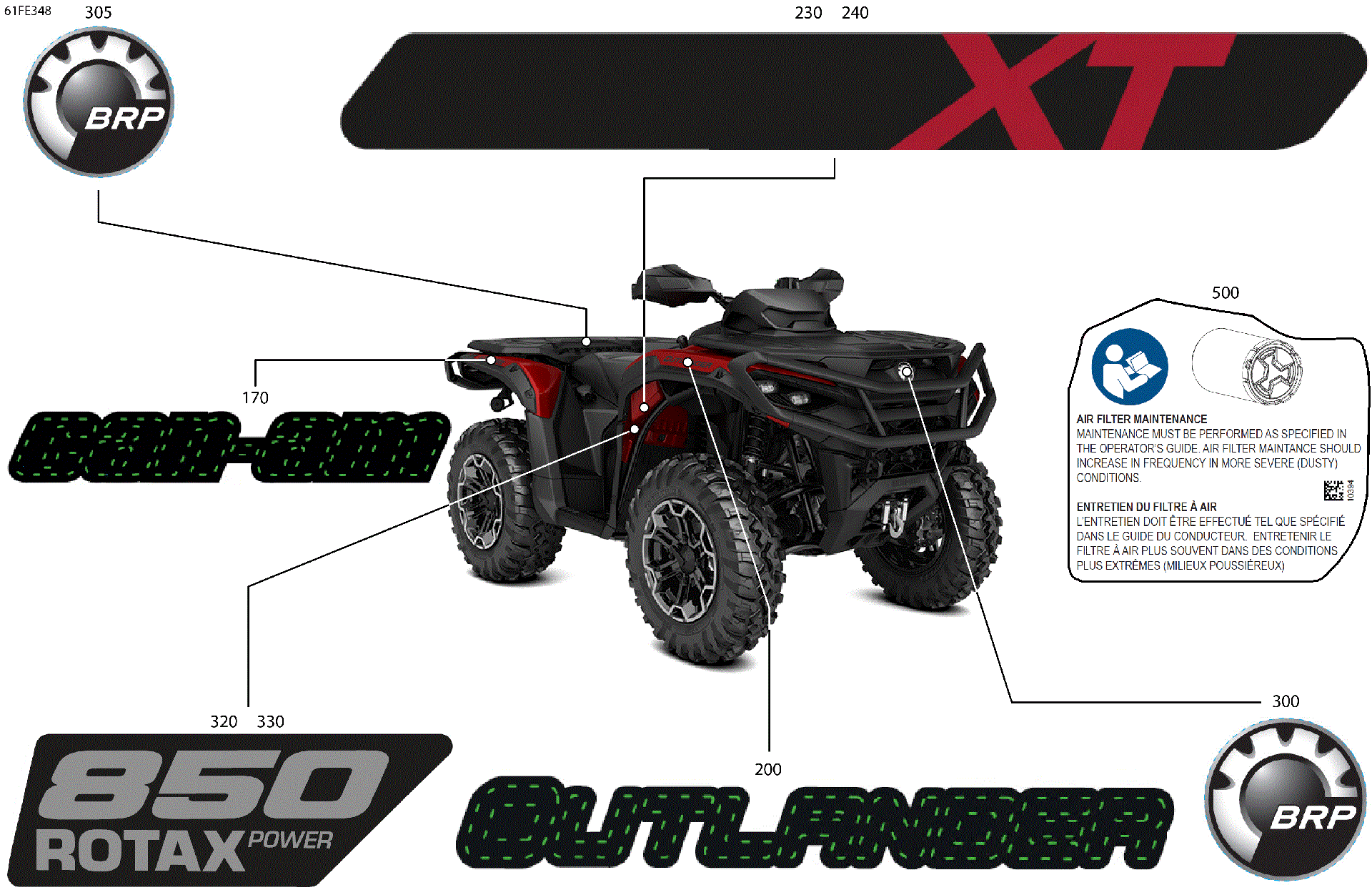 An Image of a Genuine Can-Am Parts Schematic Diagram showing the schematic - BODY - FEATURE DECALS