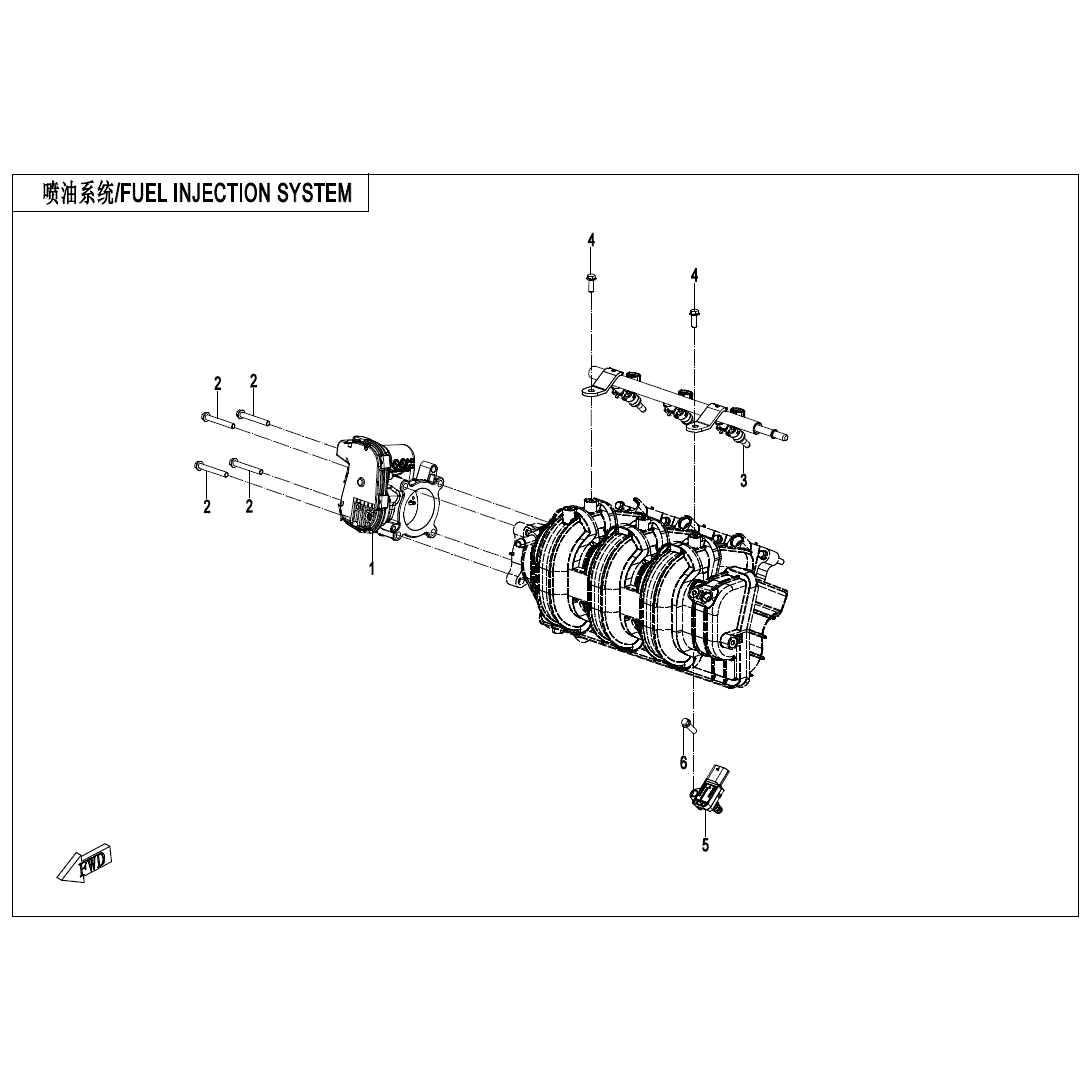 An Image of a Genuine CFMOTO Parts Schematic Diagram showing the schematic - FUEL INJECTION SYSTEM - 2025 CFMOTO UFORCE U10 PRO HIGHLAND