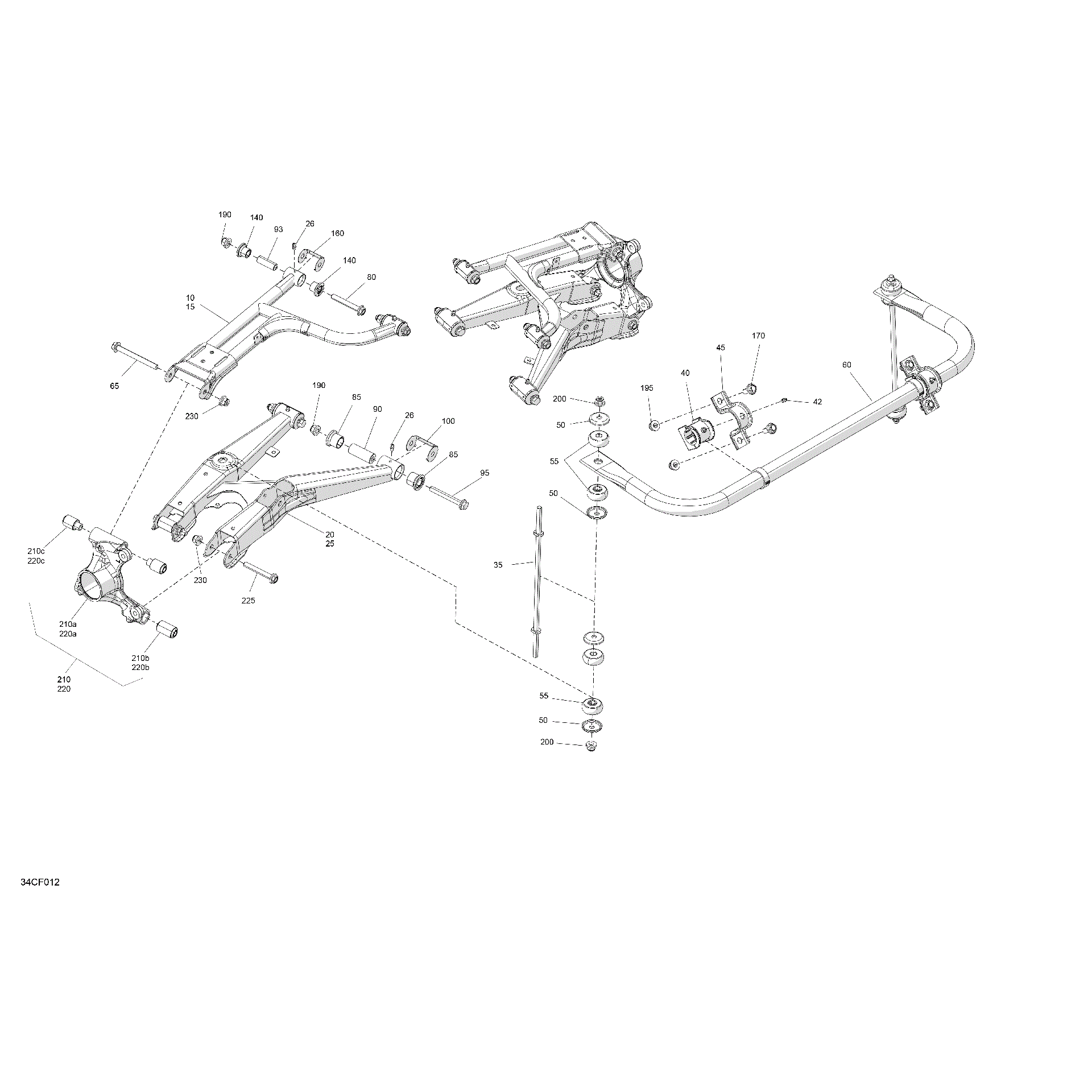 An Image of a Genuine Can-Am Parts Schematic Diagram showing the schematic - SUSPENSION - REAR COMPONENTS