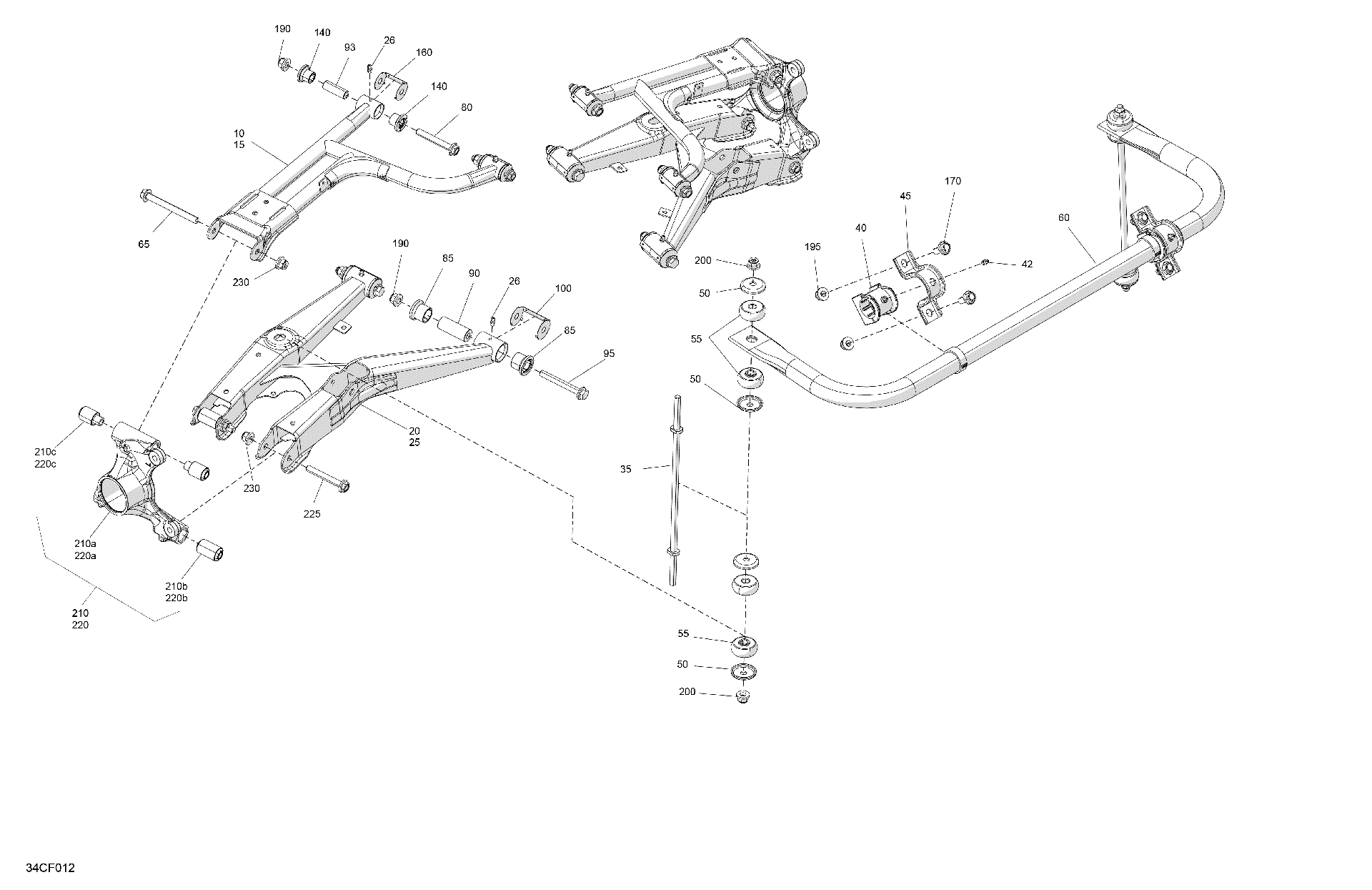 An Image of a Genuine Can-Am Parts Schematic Diagram showing the schematic - SUSPENSION - REAR COMPONENTS