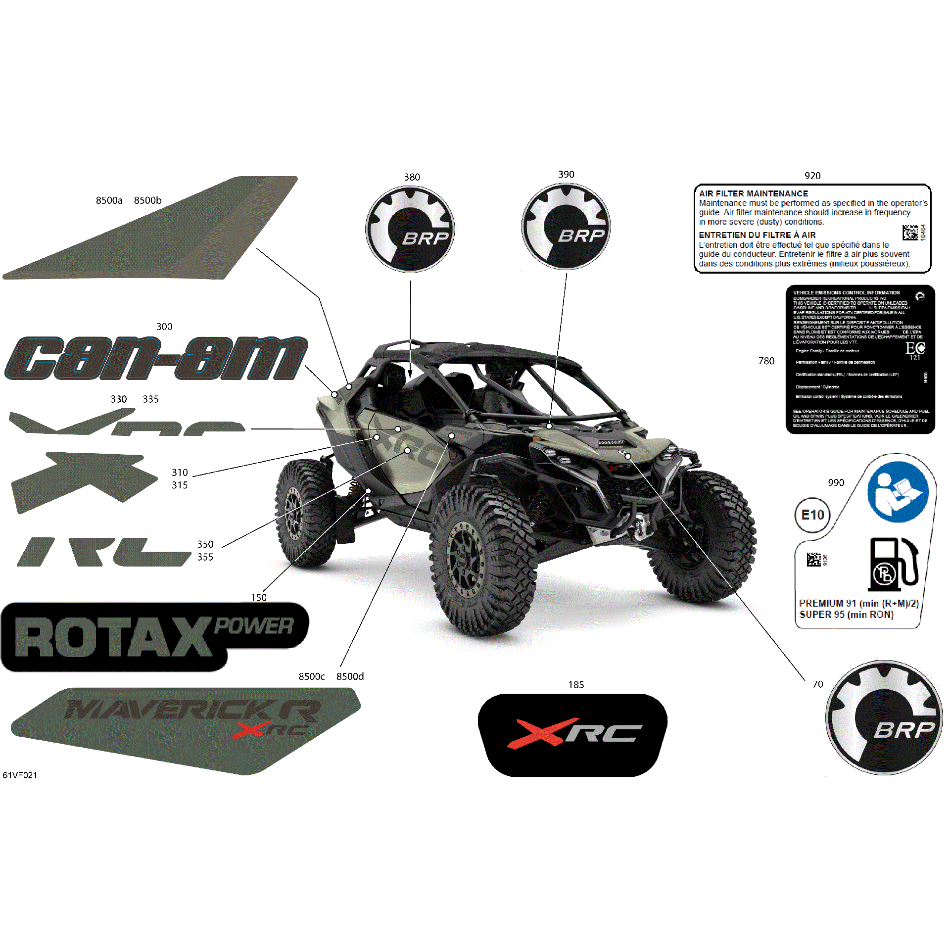 An Image of a Genuine Can-Am Parts Schematic Diagram showing the schematic - BODY - DECALS
