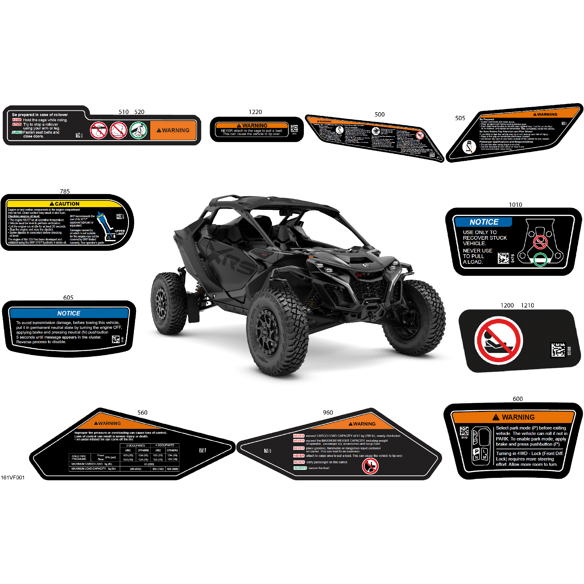 An Image of a Genuine Can-Am Parts Schematic Diagram showing the schematic - BODY - WARNING DECALS