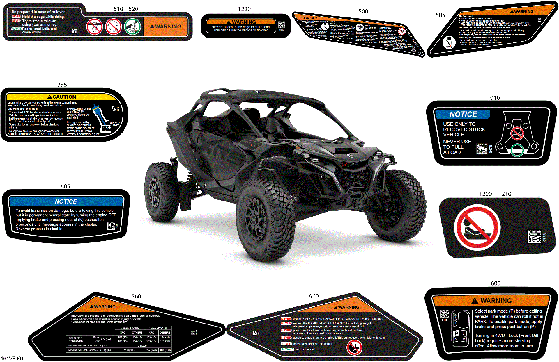 An Image of a Genuine Can-Am Parts Schematic Diagram showing the schematic - BODY - WARNING DECALS