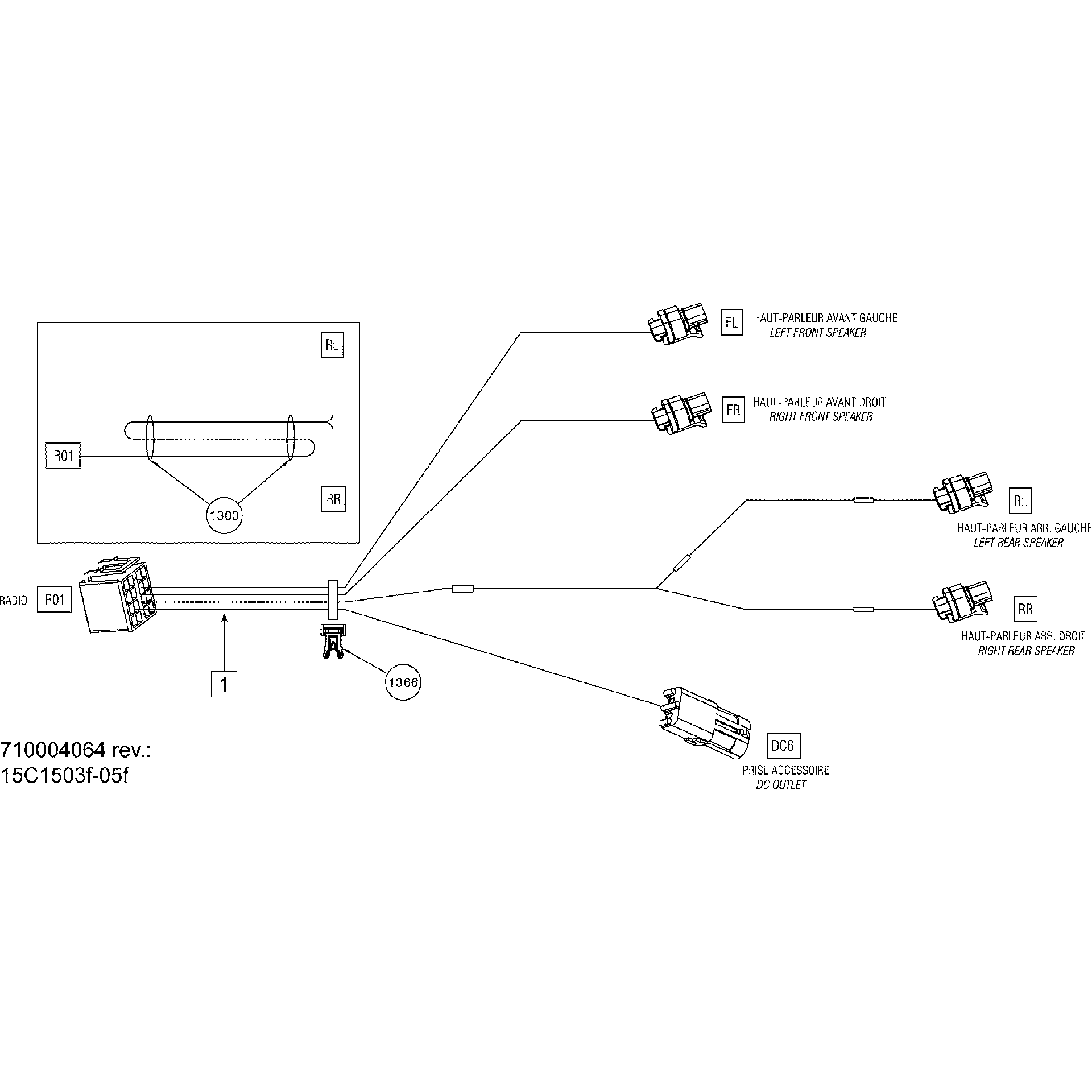 An Image of a Genuine Can-Am Parts Schematic Diagram showing the schematic - ELECTRICAL SYSTEM RADIO HARNESS_15C1505F