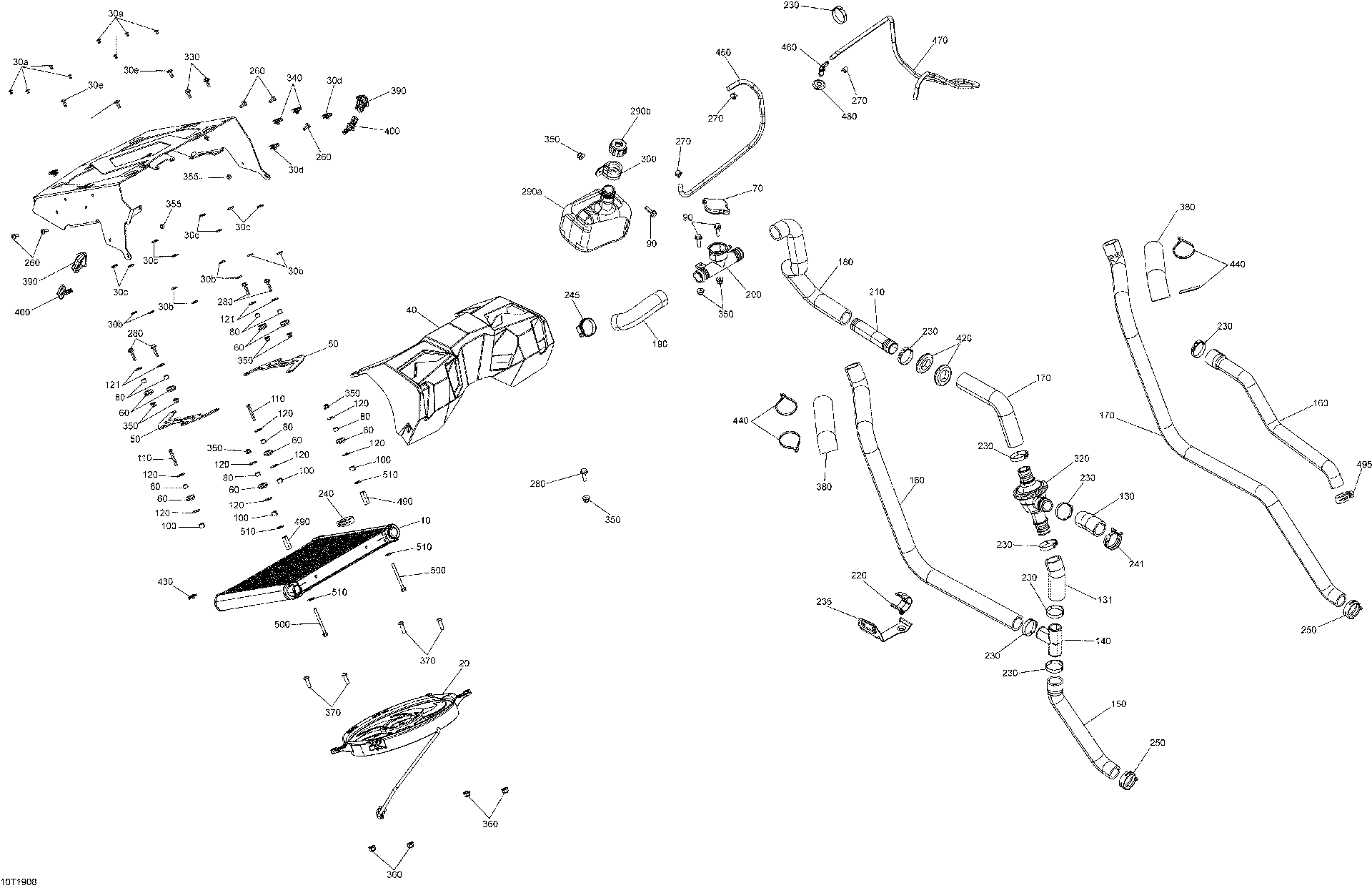 An Image of a Genuine Can-Am Parts Schematic Diagram showing the schematic - COOLING - 1000R EFI - X MR