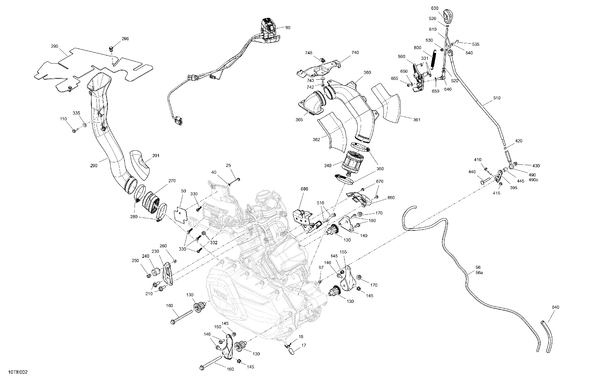 An Image of a Genuine Can-Am Parts Schematic Diagram showing the schematic - ENGINE - SYSTEM