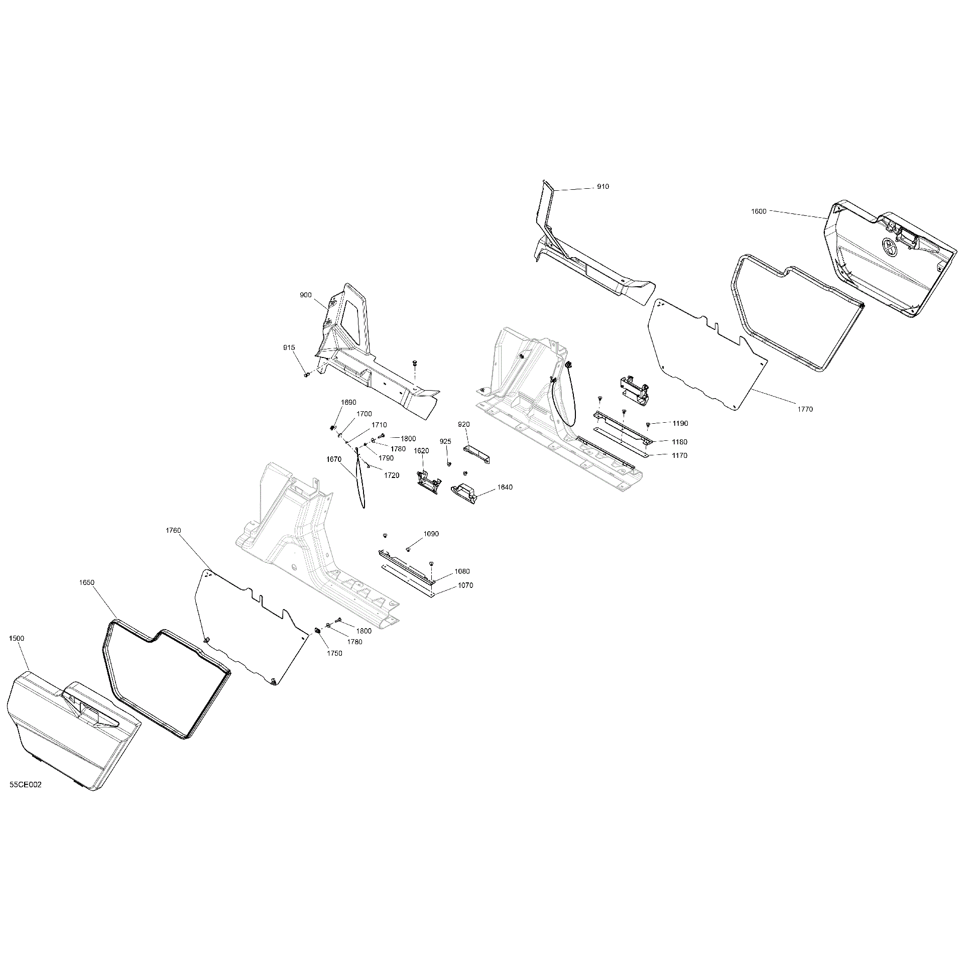 An Image of a Genuine Can-Am Parts Schematic Diagram showing the schematic - BODY - SIDE PANELS