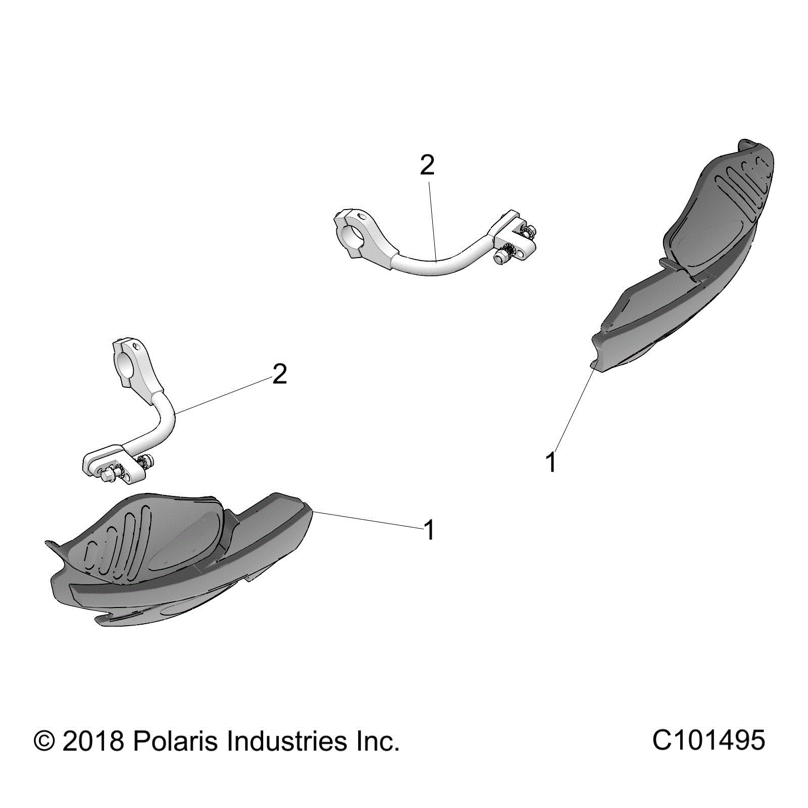 An Image of a Genuine Polaris Parts Schematic Diagram showing the schematic - BODY: HANDGUARDS - 2025 POLARIS SCRAMBLER XP 1000 55 LLP 49S