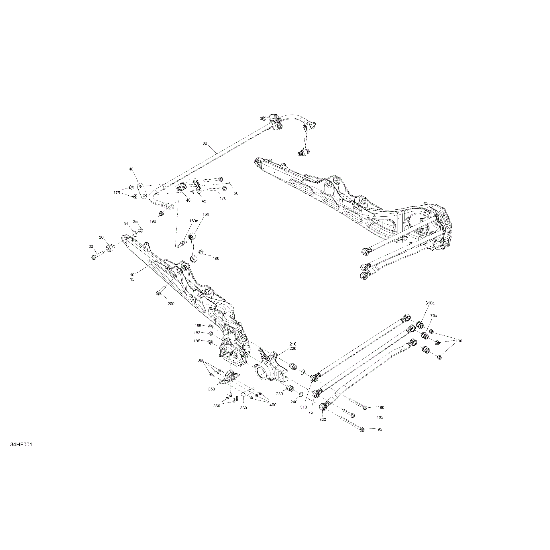 An Image of a Genuine Can-Am Parts Schematic Diagram showing the schematic - SUSPENSION - REAR COMPONENTS