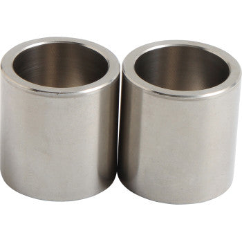 Two Brake Caliper Pistons by All Balls, precision machined from high grade 304 stainless steel with smooth surfaces, are placed side by side on a white background.