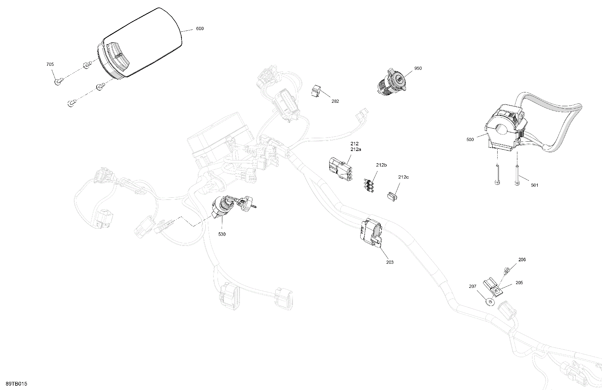 An Image of a Genuine Can-Am Parts Schematic Diagram showing the schematic - ELECTRIC - FRONT SECTION