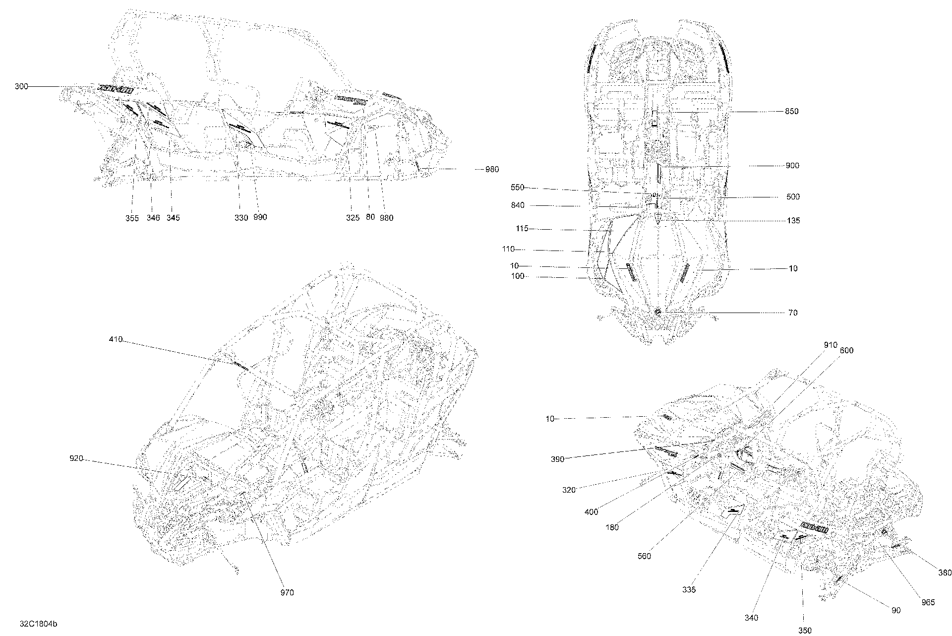 An Image of a Genuine Can-Am Parts Schematic Diagram showing the schematic - DECALS MAVERICK MAX - PACKAGE X MR