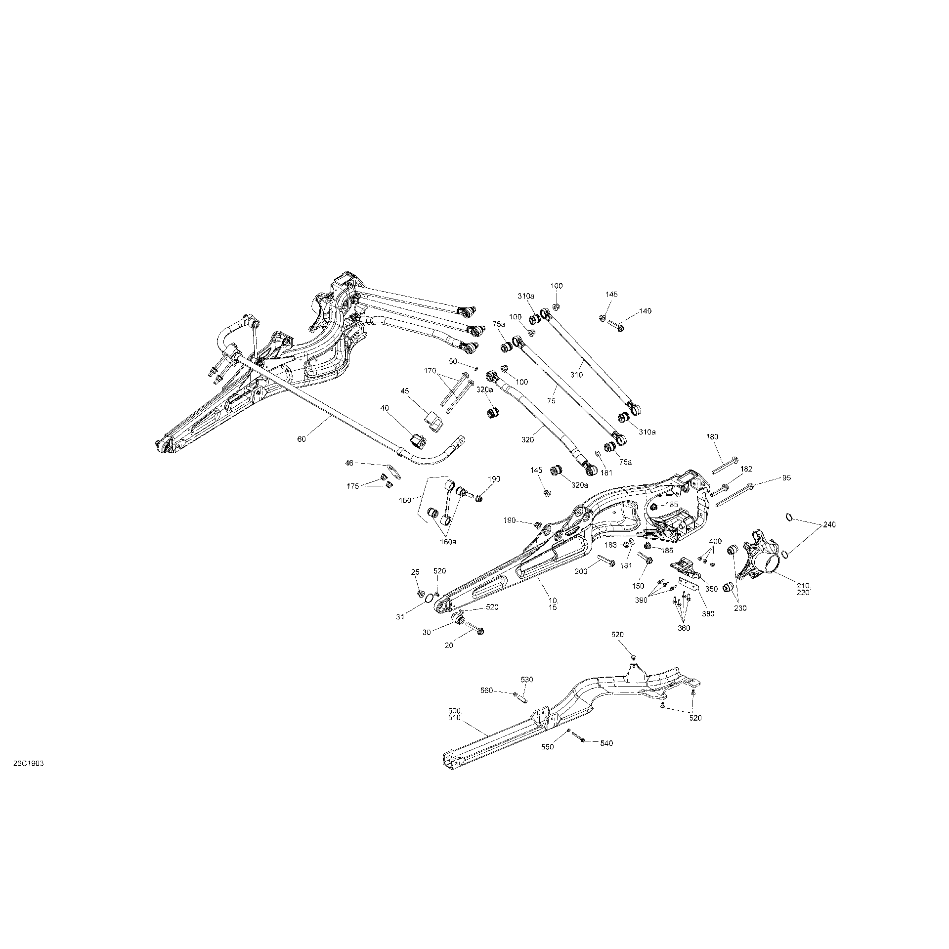 An Image of a Genuine Can-Am Parts Schematic Diagram showing the schematic - REAR SUSPENSION - PACKAGE STD