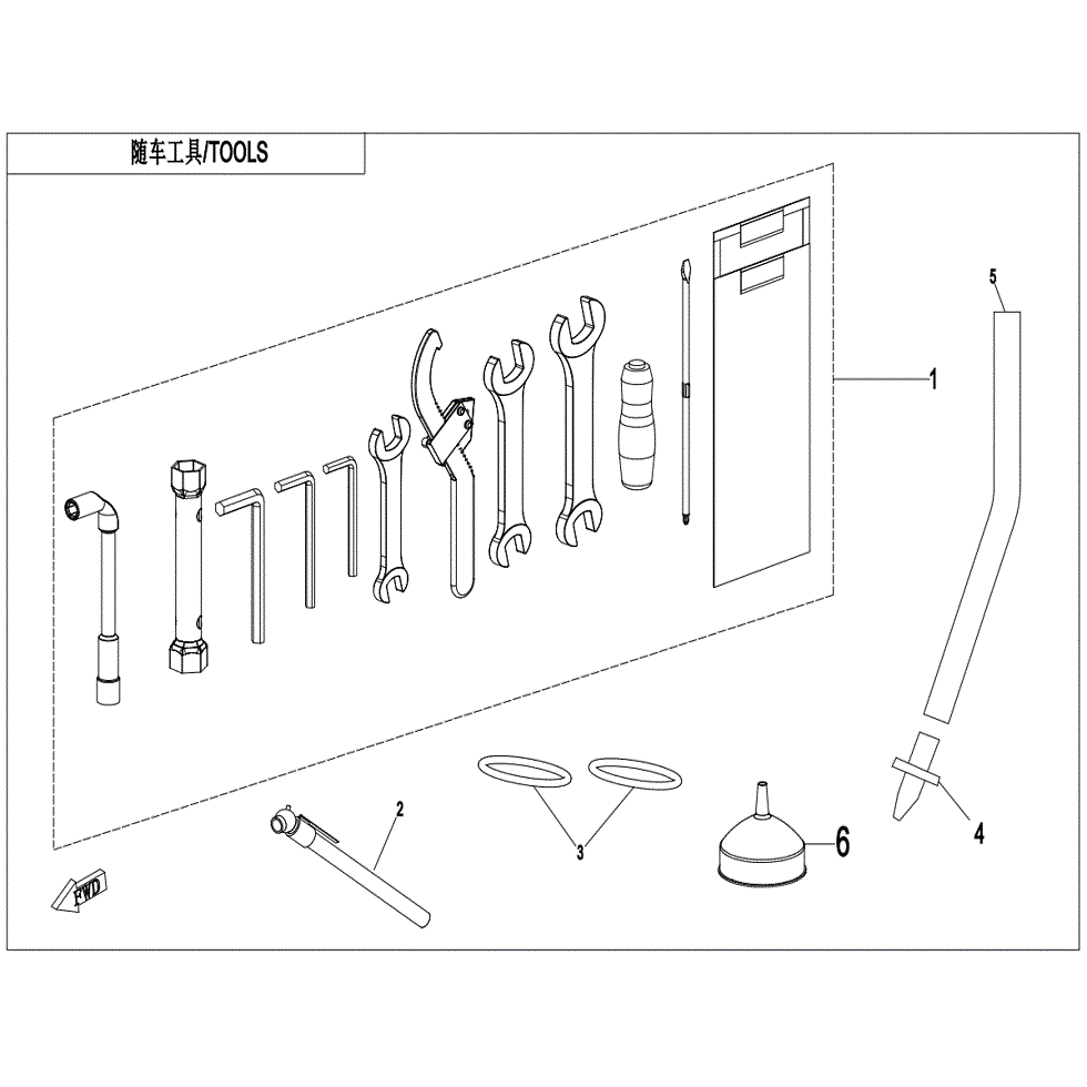An Image of a Genuine CFMOTO Parts Schematic Diagram showing the schematic - TOOLS - 2022 CFMOTO ZFORCE 950 HO Sport