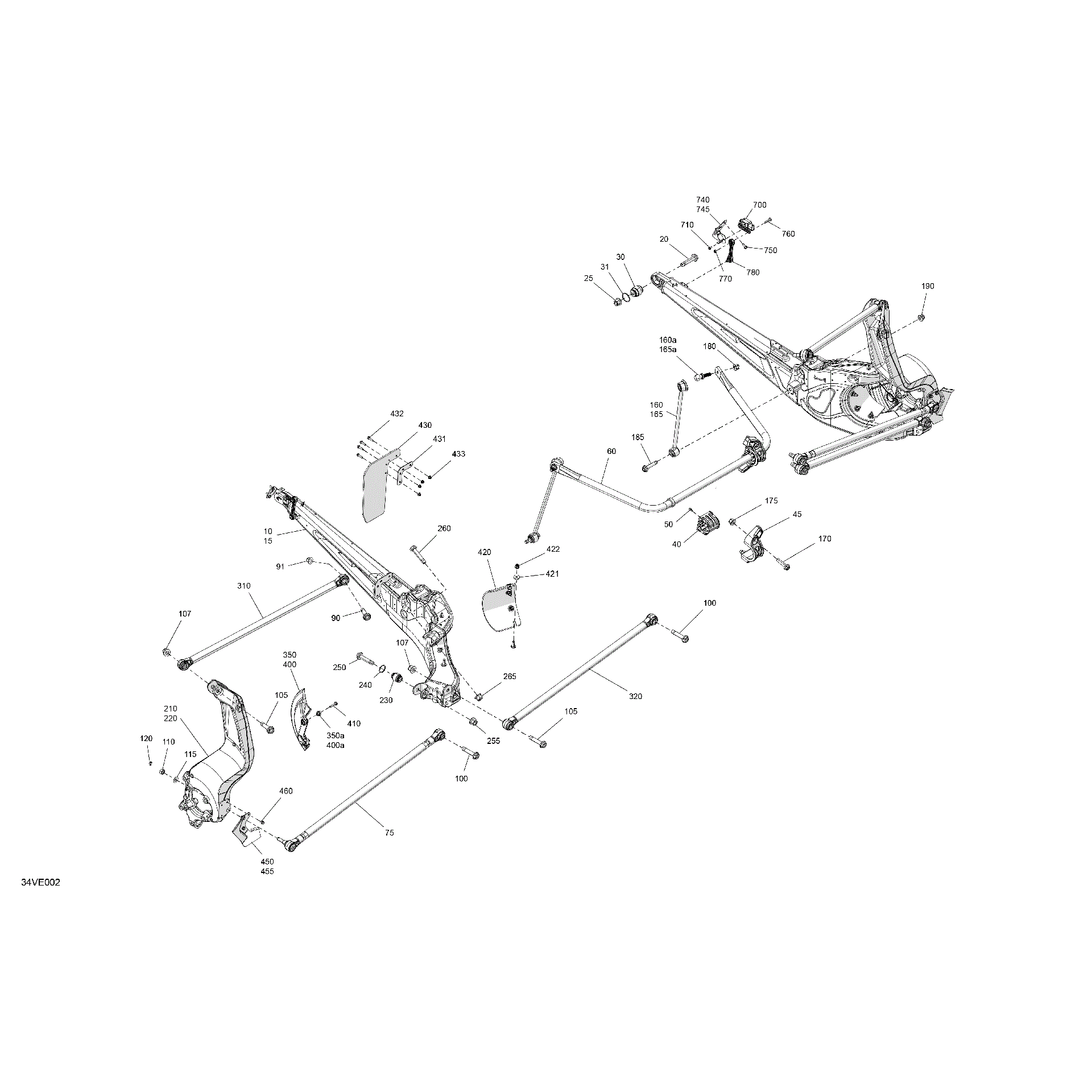 An Image of a Genuine Can-Am Parts Schematic Diagram showing the schematic - SUSPENSION - REAR COMPONENTS