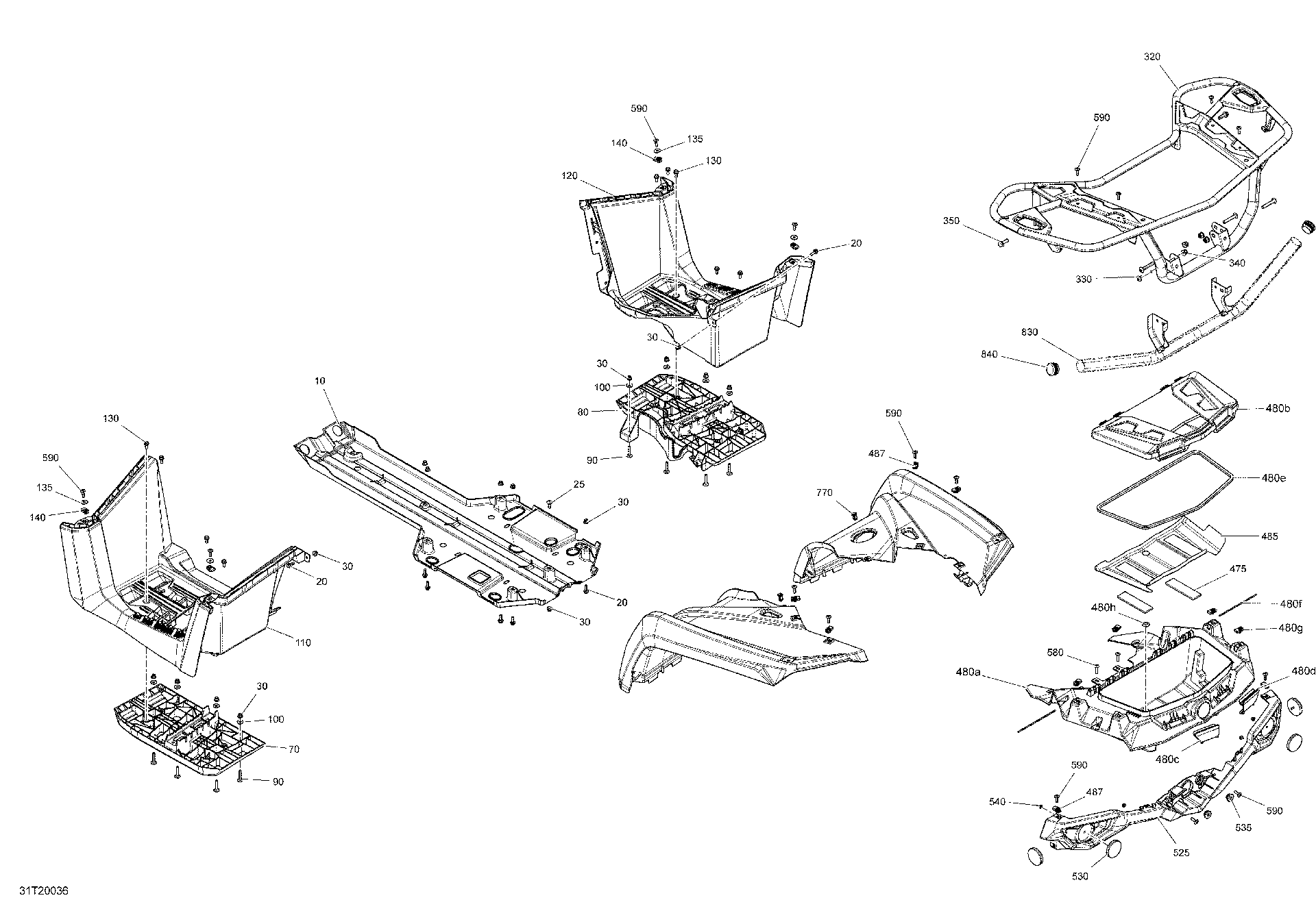 An Image of a Genuine Can-Am Parts Schematic Diagram showing the schematic - BODY - REAR SECTION - XT