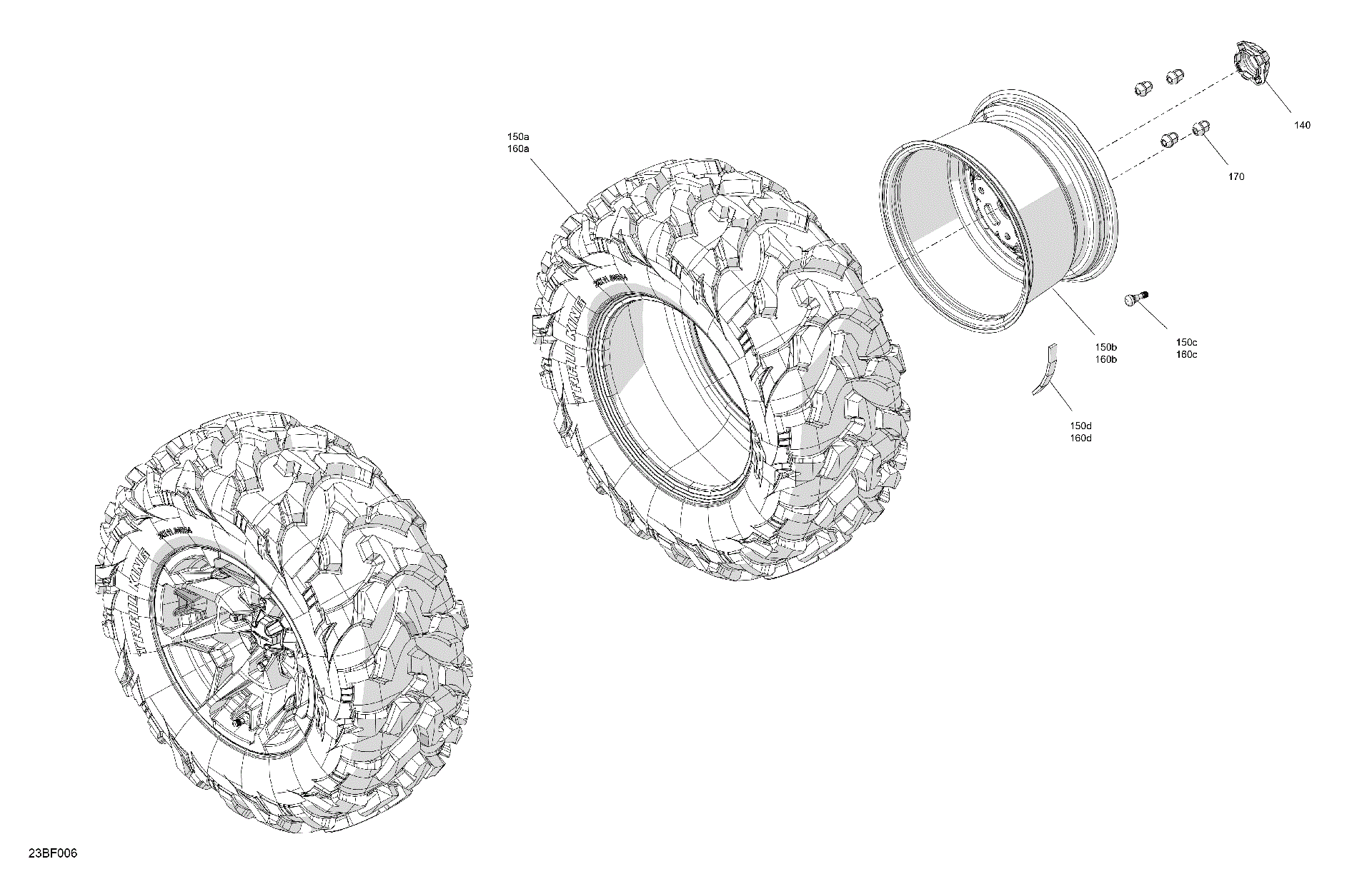 An Image of a Genuine Can-Am Parts Schematic Diagram showing the schematic - DRIVE - REAR WHEELS