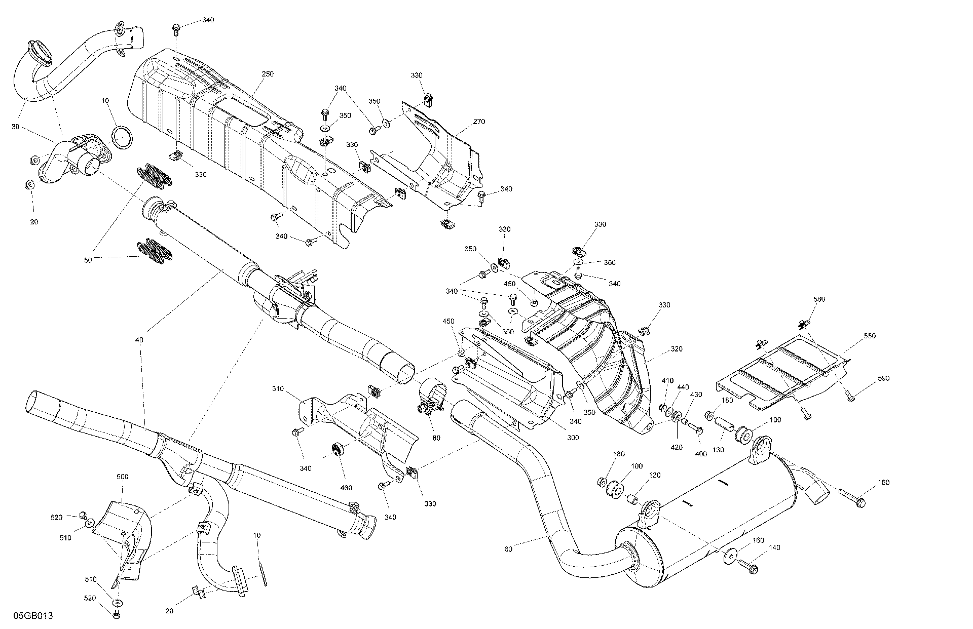 An Image of a Genuine Can-Am Parts Schematic Diagram showing the schematic - ENGINE - EXHAUST