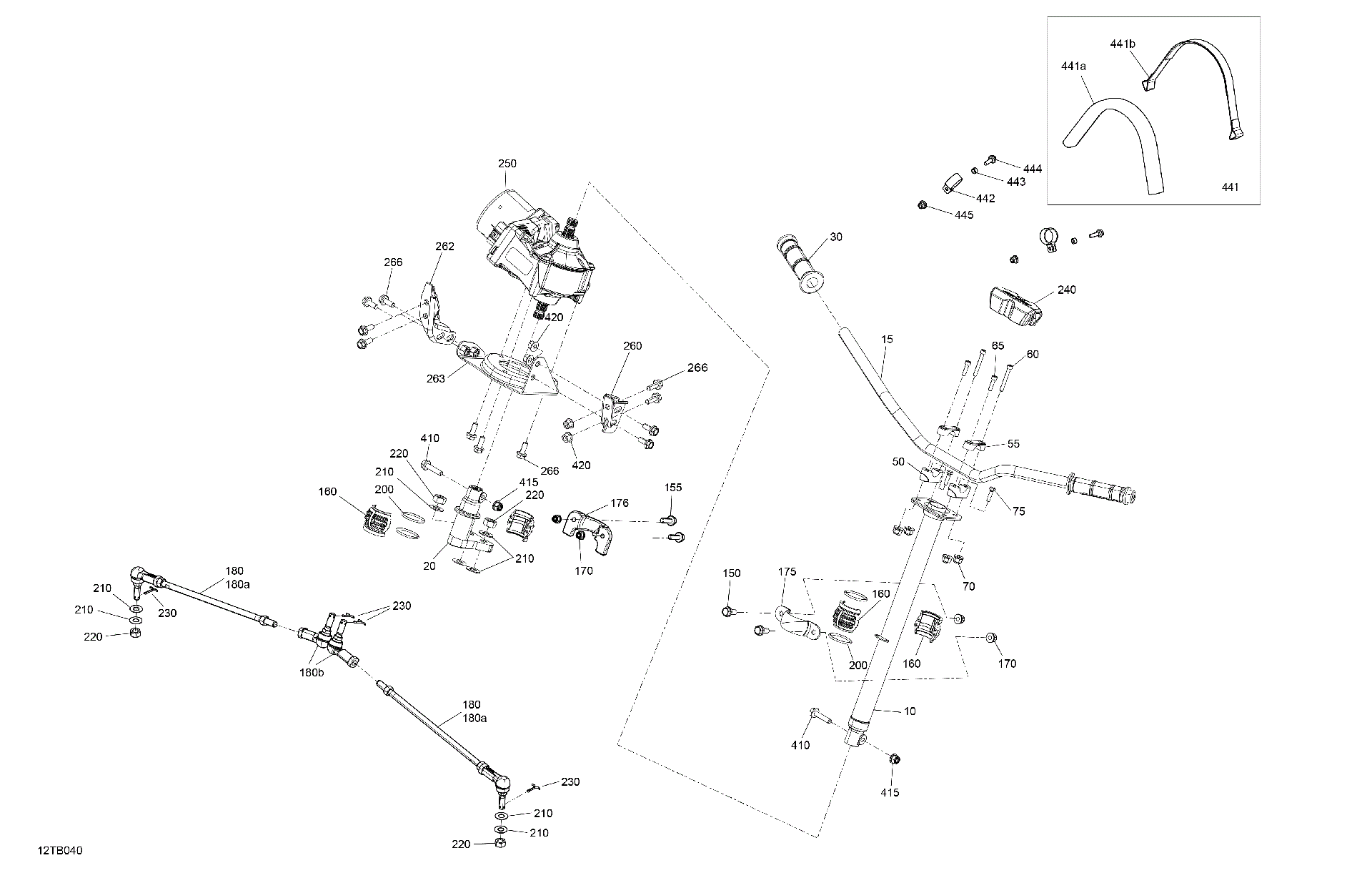 An Image of a Genuine Can-Am Parts Schematic Diagram showing the schematic - MECHANIC - STEERING