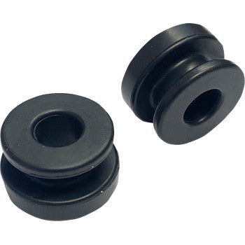 The Grommets 2 Pack by K&S Technologies features black rubber grommets with central holes and grooved edges, shown on a white background—perfect as OEM replacement parts or rubber cushions for various uses.