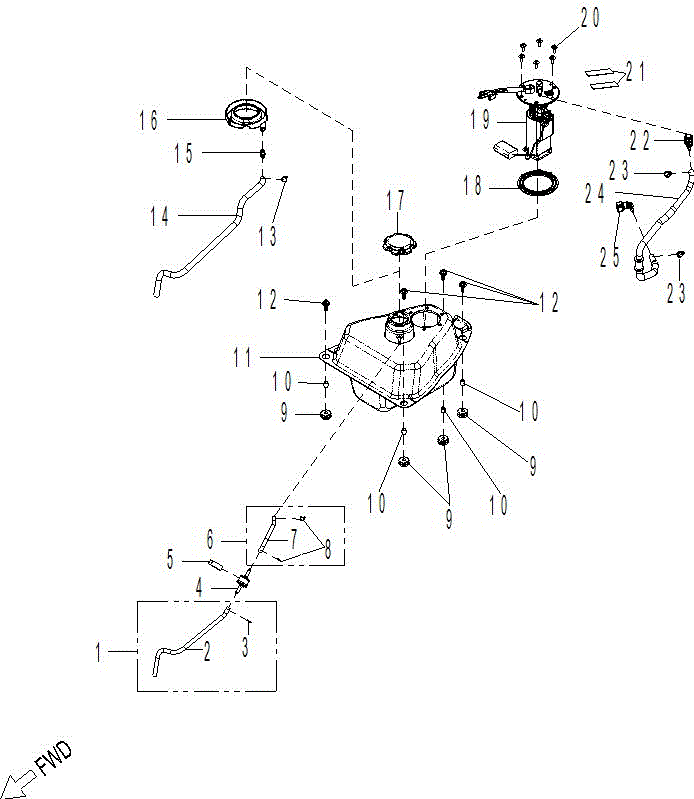 An Image of a Genuine Can-Am Parts Schematic Diagram showing the schematic - ENGINE - FUEL TANK