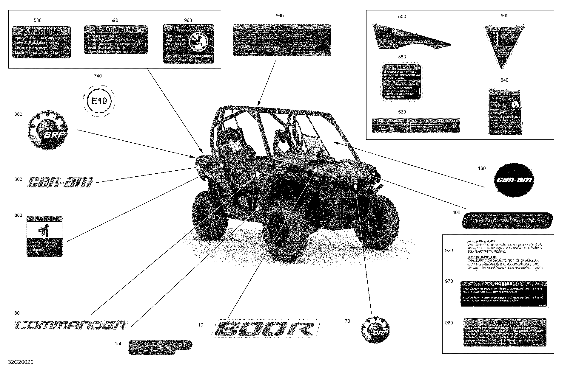 An Image of a Genuine Can-Am Parts Schematic Diagram showing the schematic - DECALS - DPS