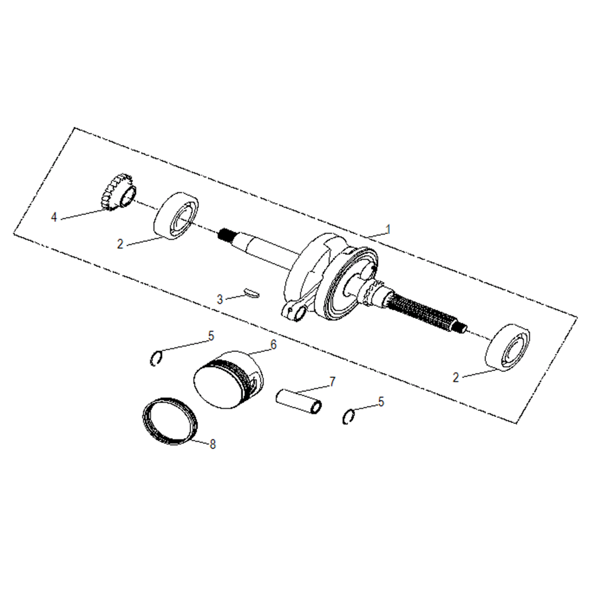 An Image of a Genuine Polaris Parts Schematic Diagram showing the schematic - ENGINE: CRANKSHAFT and PISTON - 2017 POLARIS OUTLAW 50