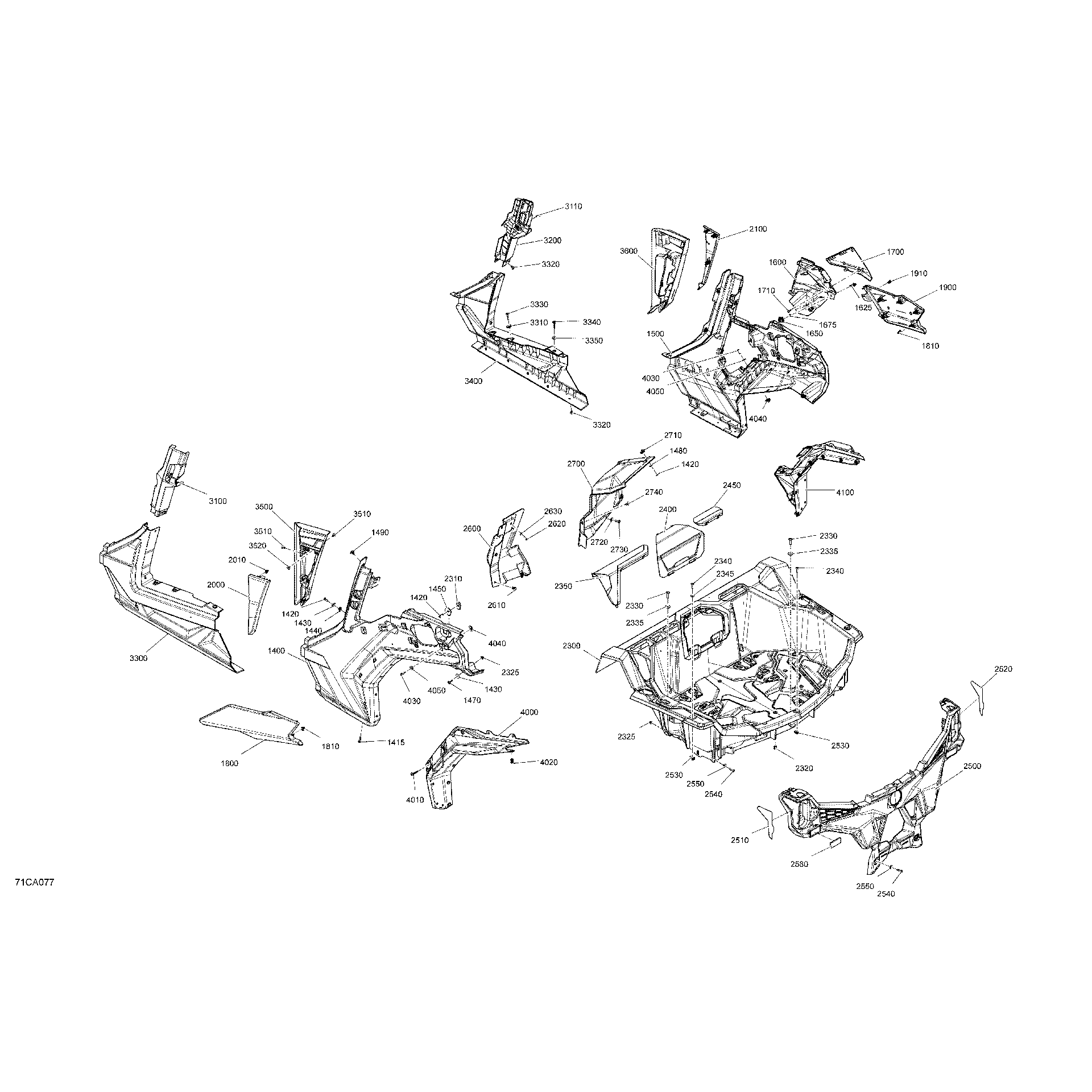 An Image of a Genuine Can-Am Parts Schematic Diagram showing the schematic - BODY - REAR SECTION
